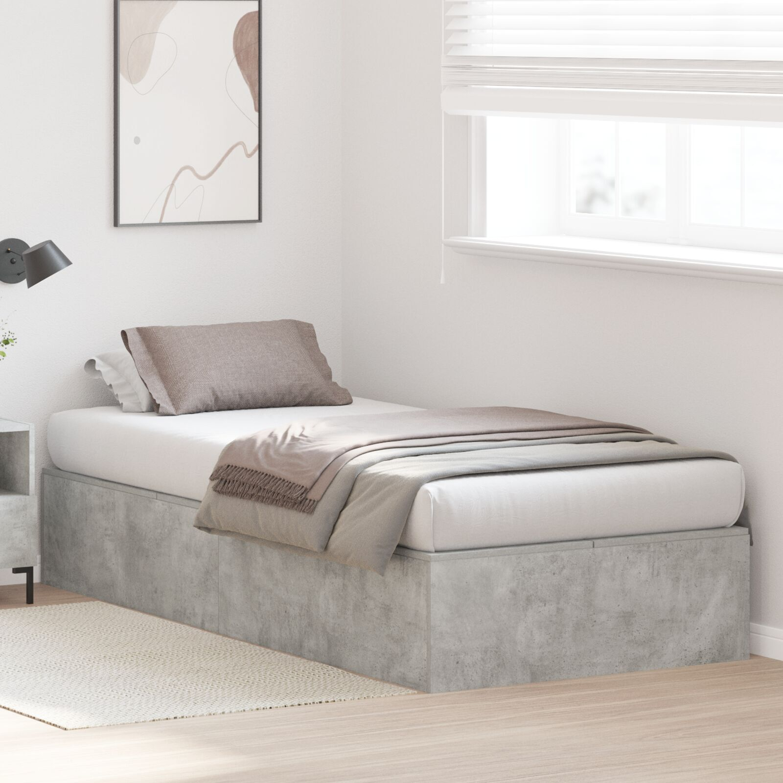 vidaXL Cadru de pat Gri beton 190 x 90 x 31.5 cm Lemn compozit vidaXL Cadru de pat Gri beton 190 x 90 x 31.5 cm Lemn compozit