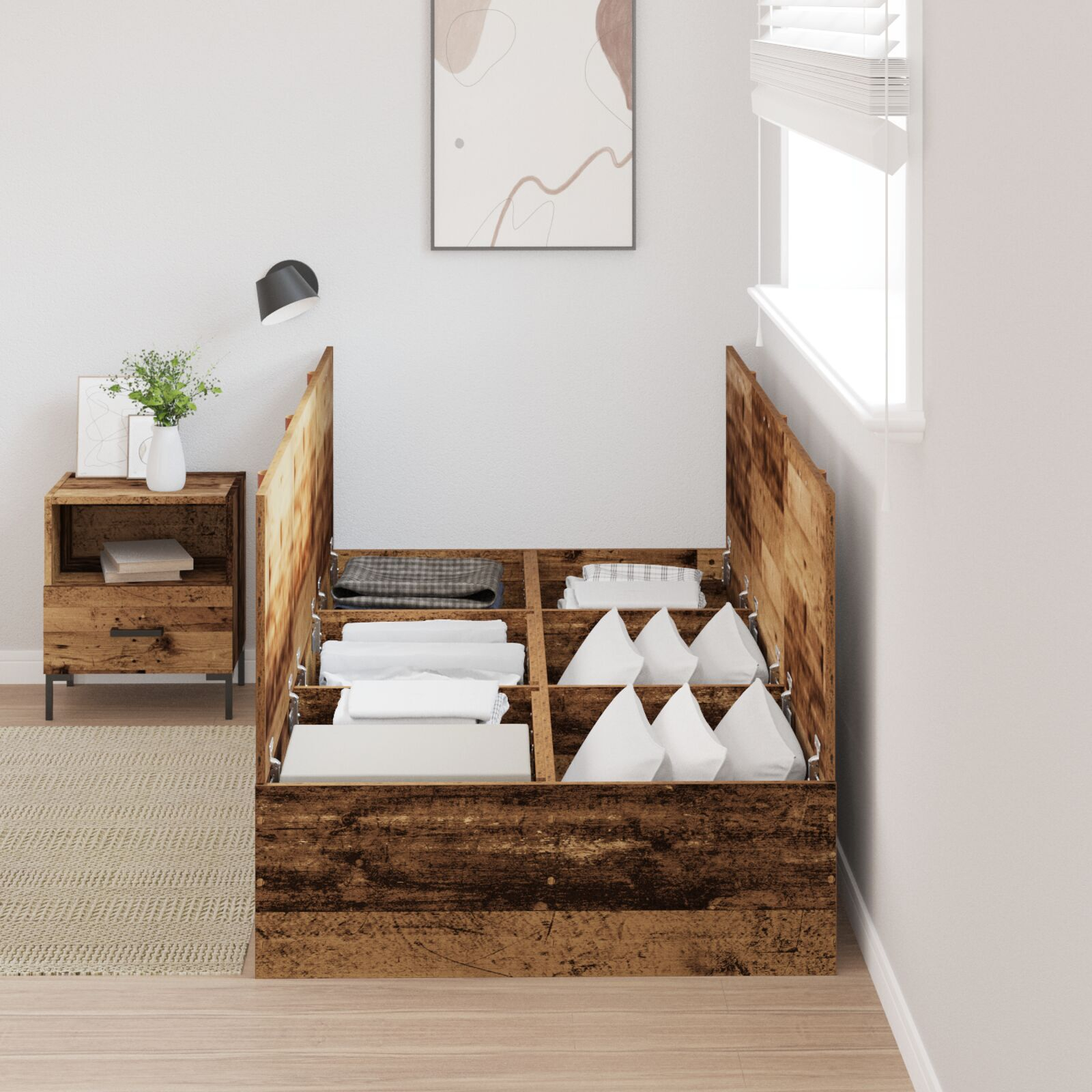 vidaXL Cadru de pat Lemn vechi 190 x 90 x 31.5 cm Lemn compozit vidaXL Cadru de pat Lemn vechi 190 x 90 x 31.5 cm Lemn compozit
