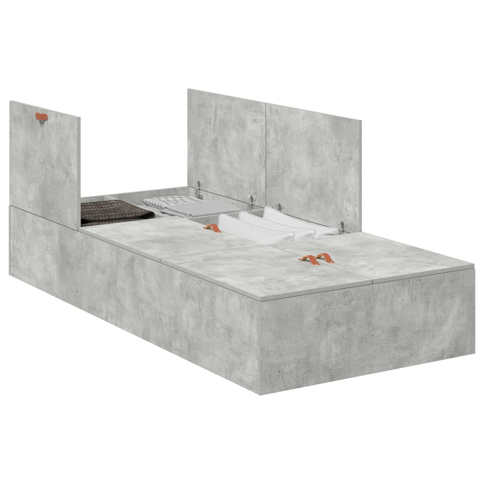 vidaXL Cadru de pat , gri beton, 75 x 190 cm, din lemn prelucrat.