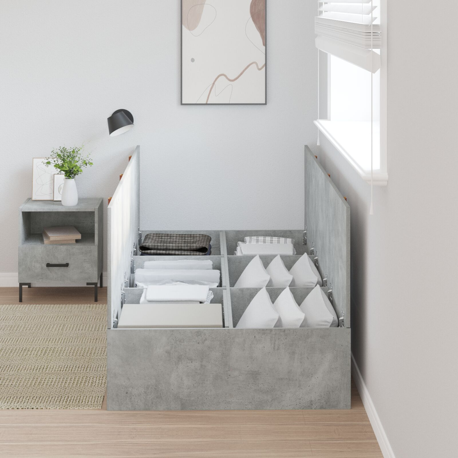 vidaXL Cadru de pat , gri beton, 75 x 190 cm, din lemn prelucrat.