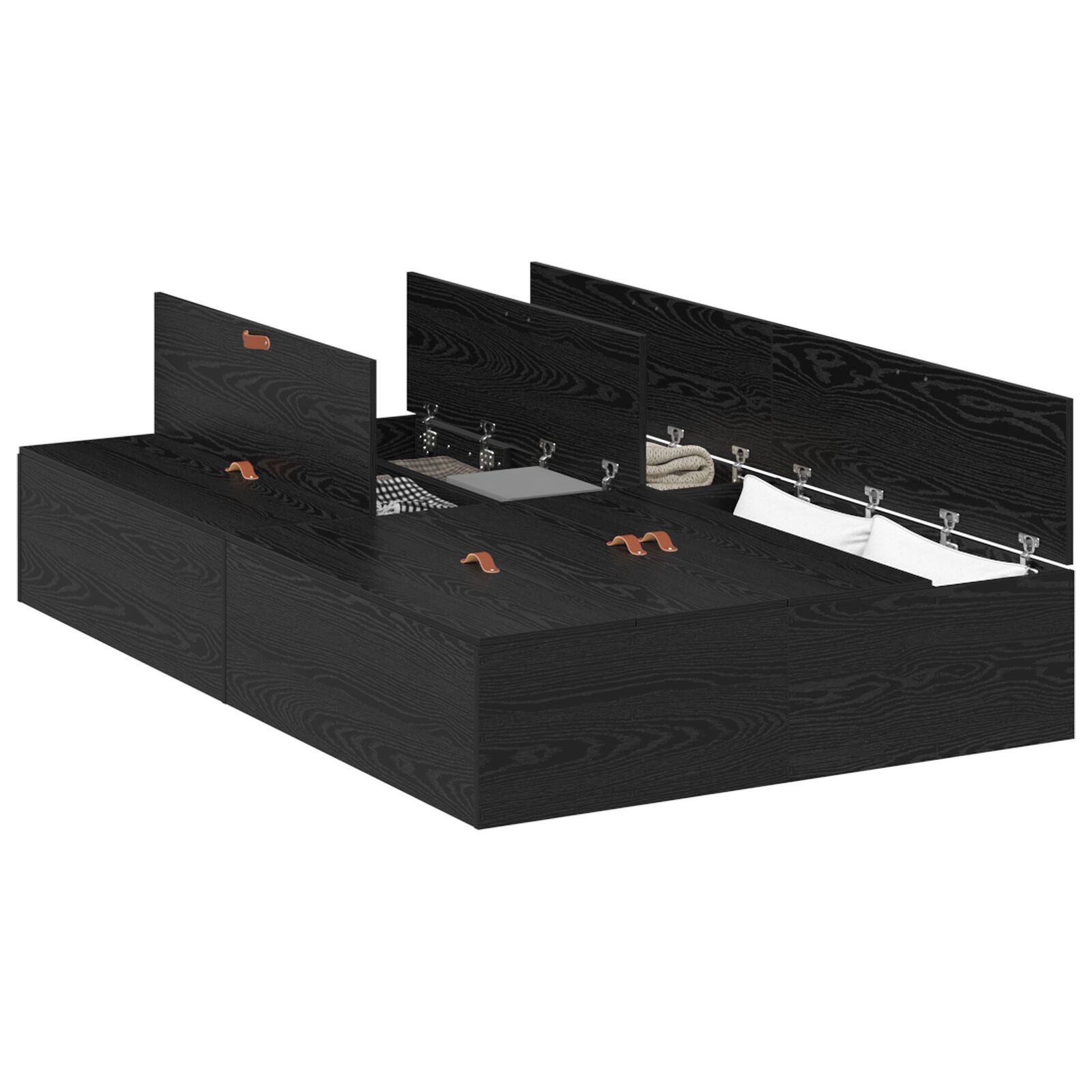 vidaXL Cadru de pat cu depozitare Stejar Negru 120 x 190 cm