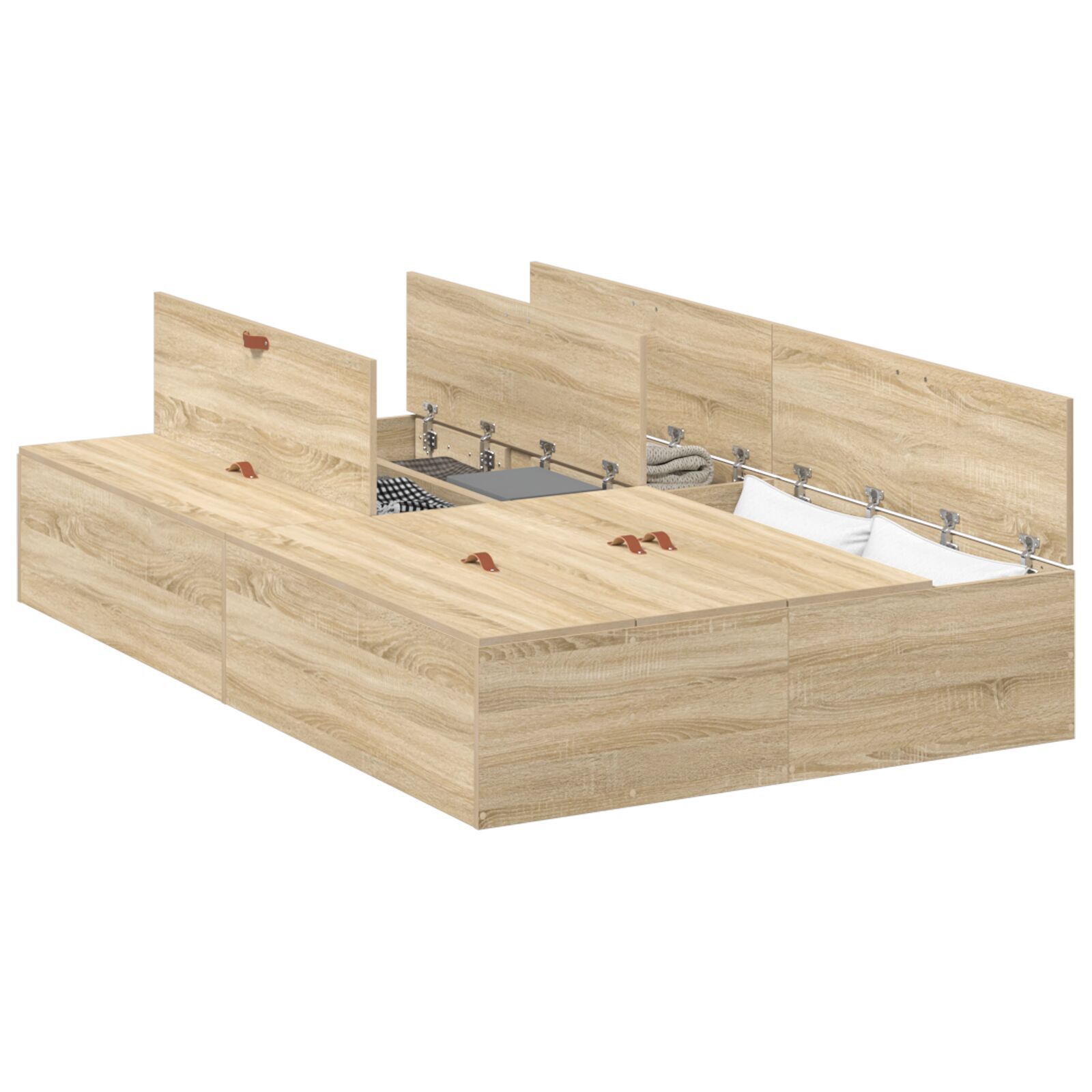 vidaXL Cadru de pat cu depozitare Stejar Sonoma 120 x 190 cm