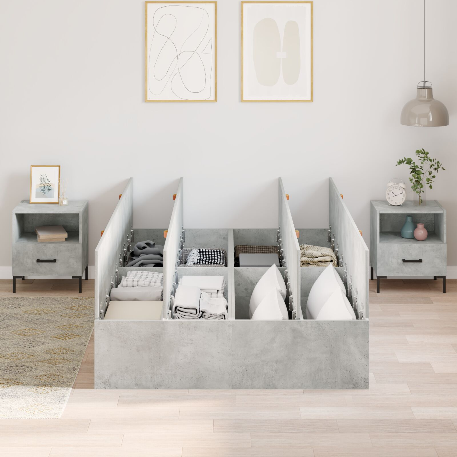 vidaXL Cadru de pat Gri beton 190 x 120 x 31.5 cm Lemn compozit vidaXL Cadru de pat Gri beton 190 x 120 x 31.5 cm Lemn compozit