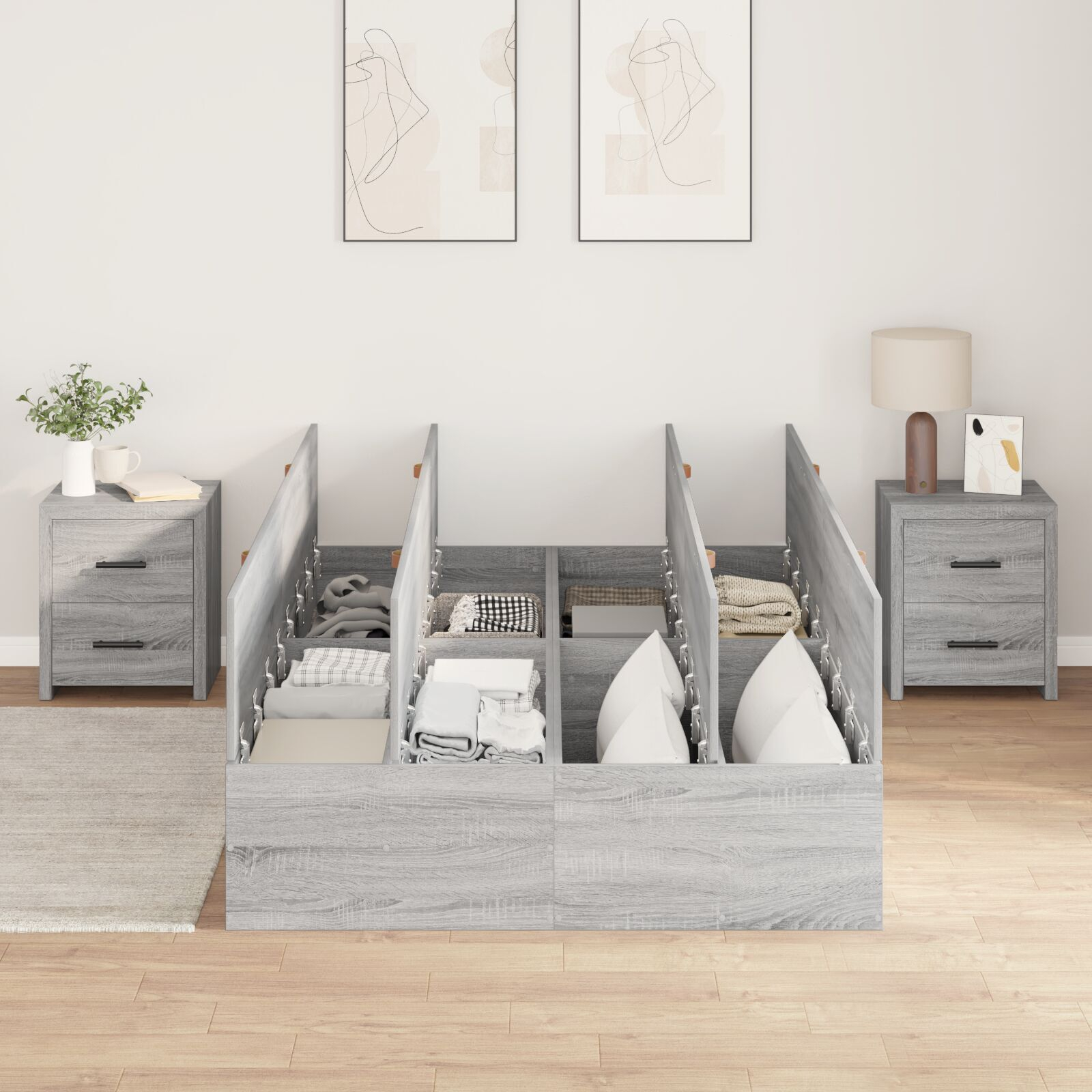 vidaXL Cadru de pat sonoma gri 190 x 120 x 31.5 cm Lemn compozit vidaXL Cadru de pat sonoma gri 190 x 120 x 31.5 cm Lemn compozit