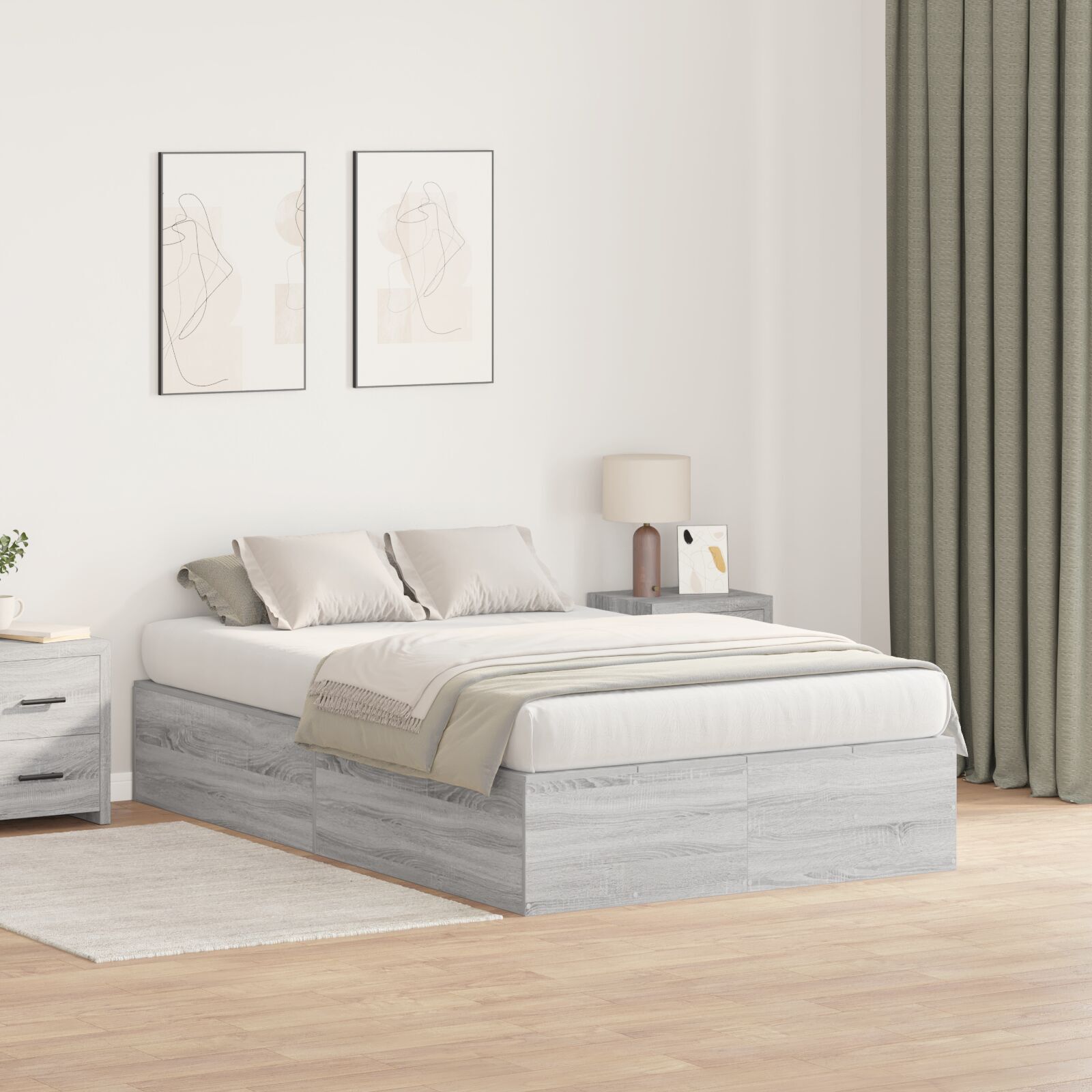 vidaXL Cadru de pat sonoma gri 190 x 120 x 31.5 cm Lemn compozit vidaXL Cadru de pat sonoma gri 190 x 120 x 31.5 cm Lemn compozit