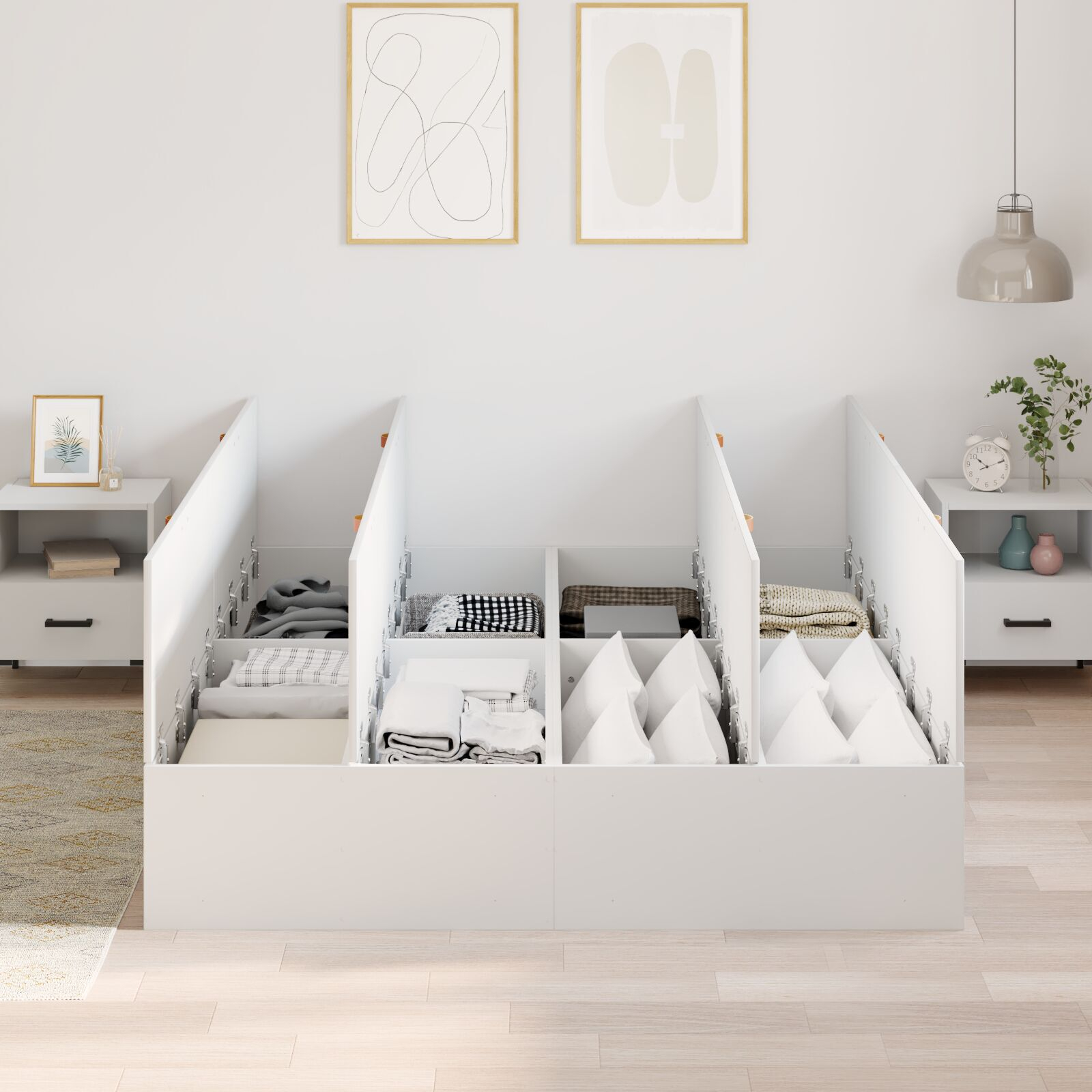 vidaXL Cadru de pat Alb 190 x 140 x 31.5 cm Lemn compozit
