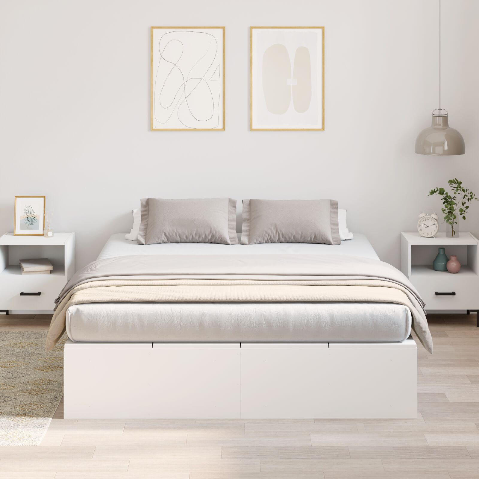 vidaXL Cadru de pat Alb 190 x 140 x 31.5 cm Lemn compozit