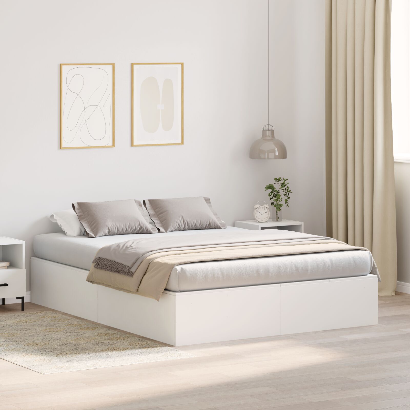 vidaXL Cadru de pat Alb 190 x 140 x 31.5 cm Lemn compozit