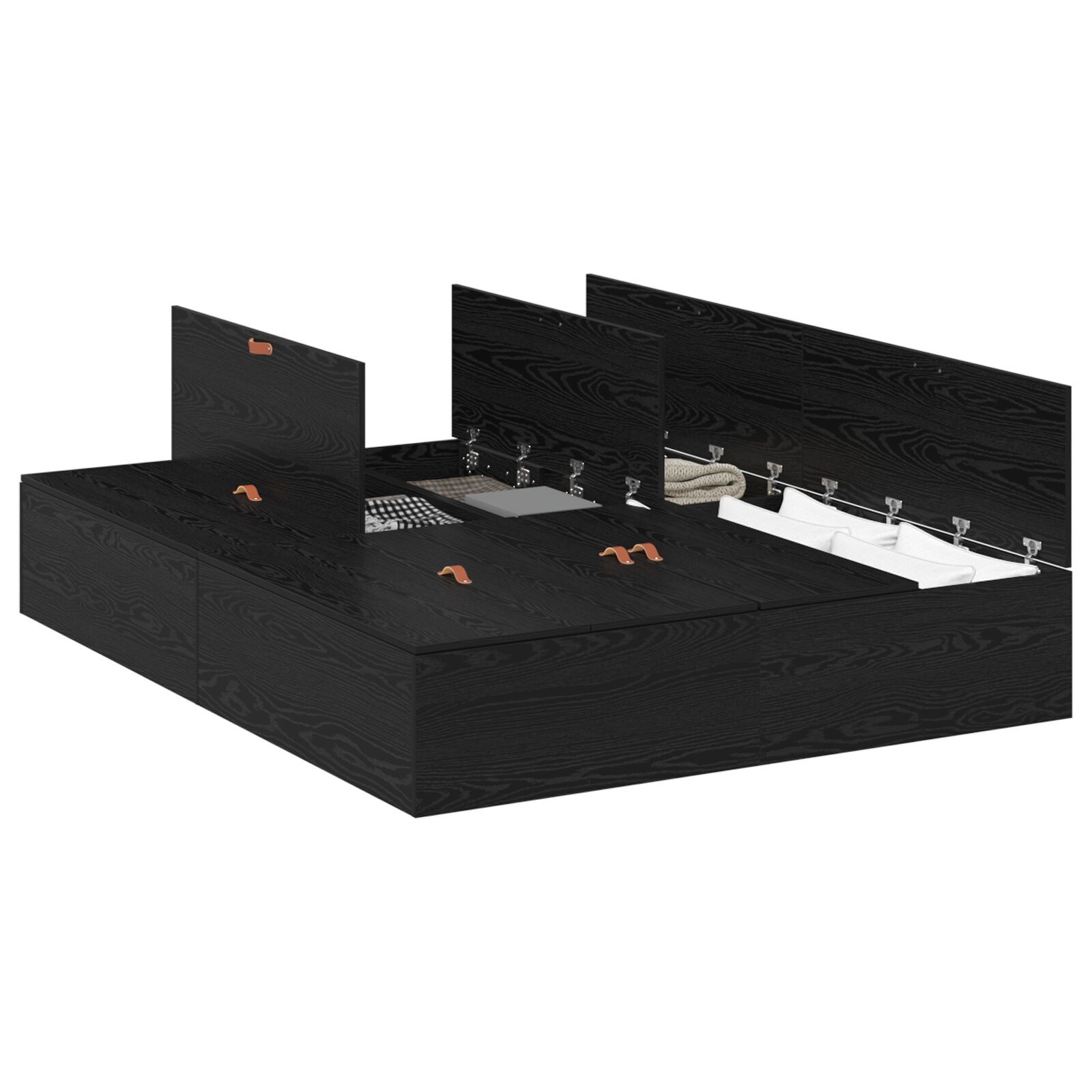 vidaXL Cadru de pat cu depozitare Stejar Negru 140 x 190 cm