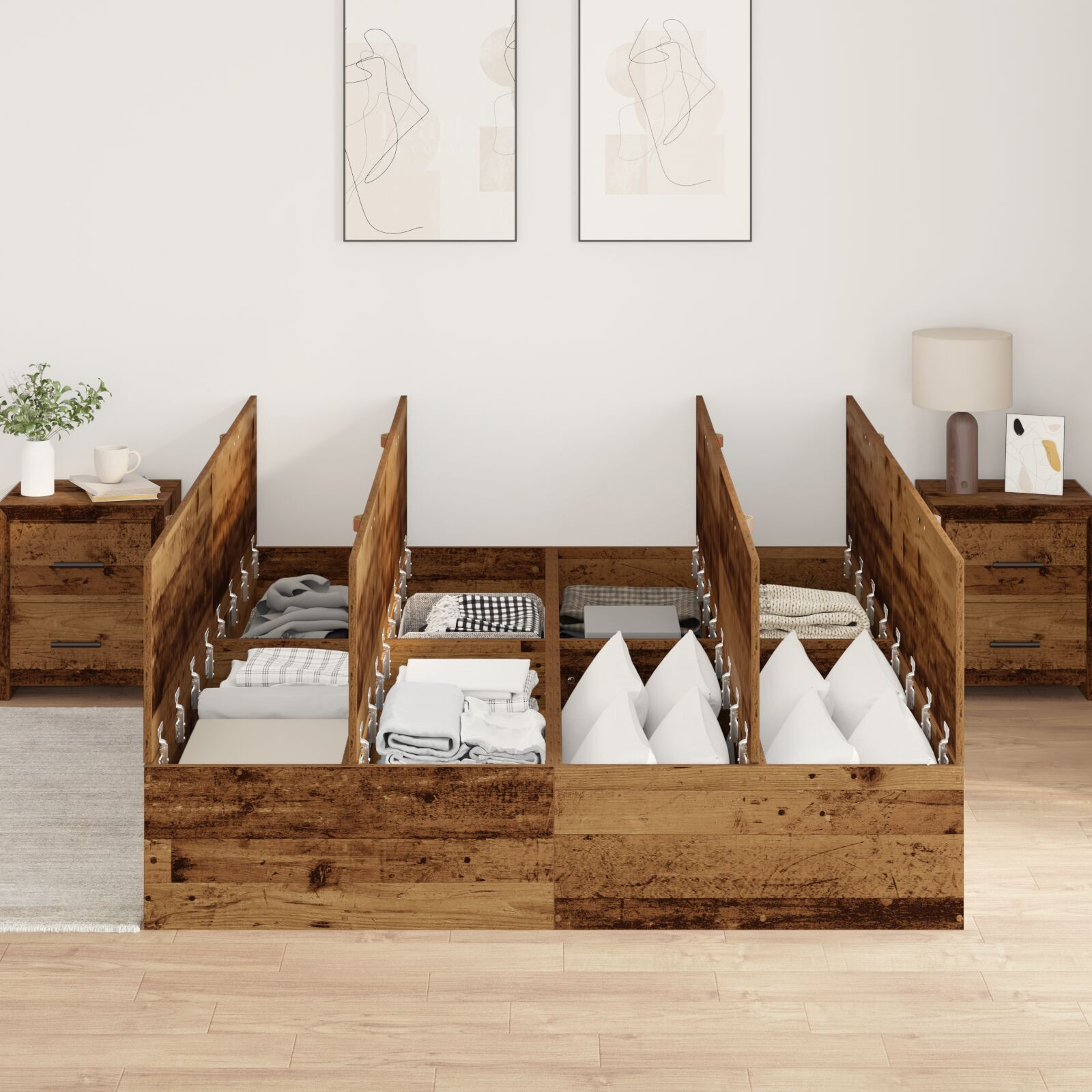 vidaXL Cadru de pat Lemn vechi 190 x 135 x 31.5 cm Lemn compozit vidaXL Cadru de pat Lemn vechi 190 x 135 x 31.5 cm Lemn compozit