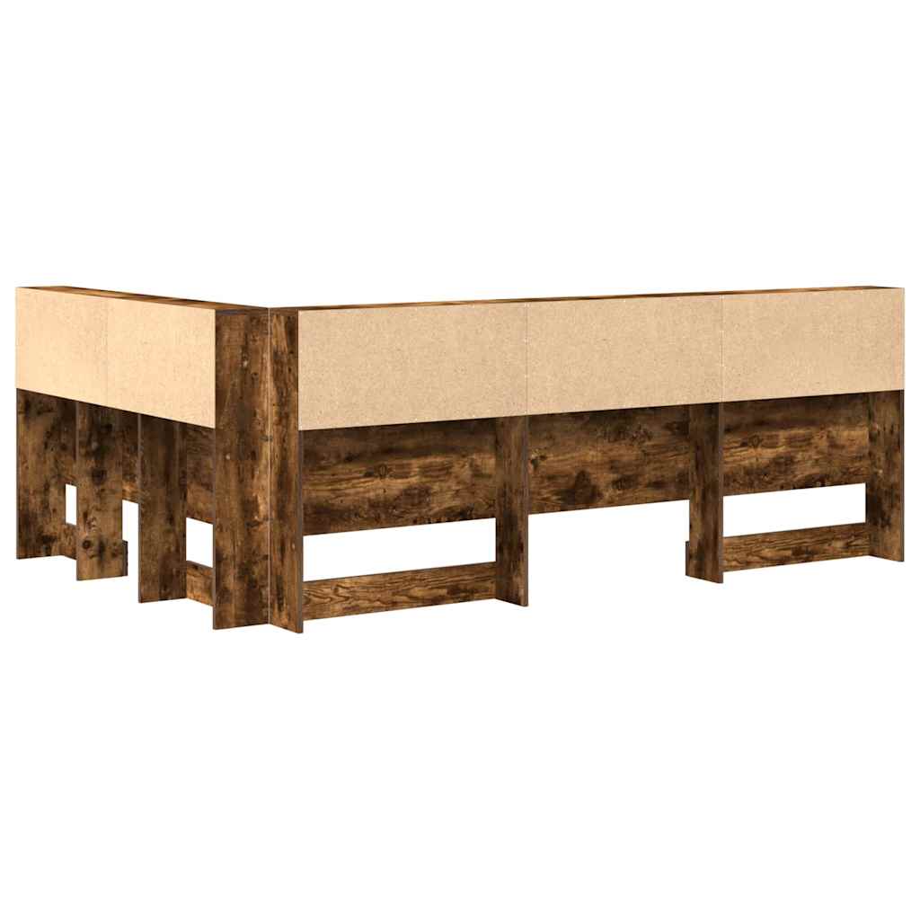 vidaXL Tăblie de depozitare cu raft Stejar afumat 120 cm Lemn compozit vidaXL Tăblie de depozitare cu raft Stejar afumat 120 cm Lemn compozit
