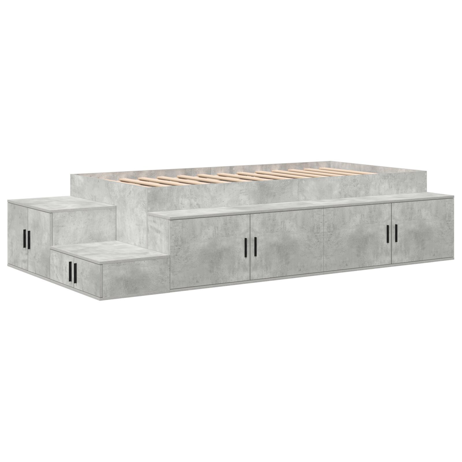 vidaXL Cadru de pat cu depozitare Gri din beton 244 x 127 x 53.5 cm