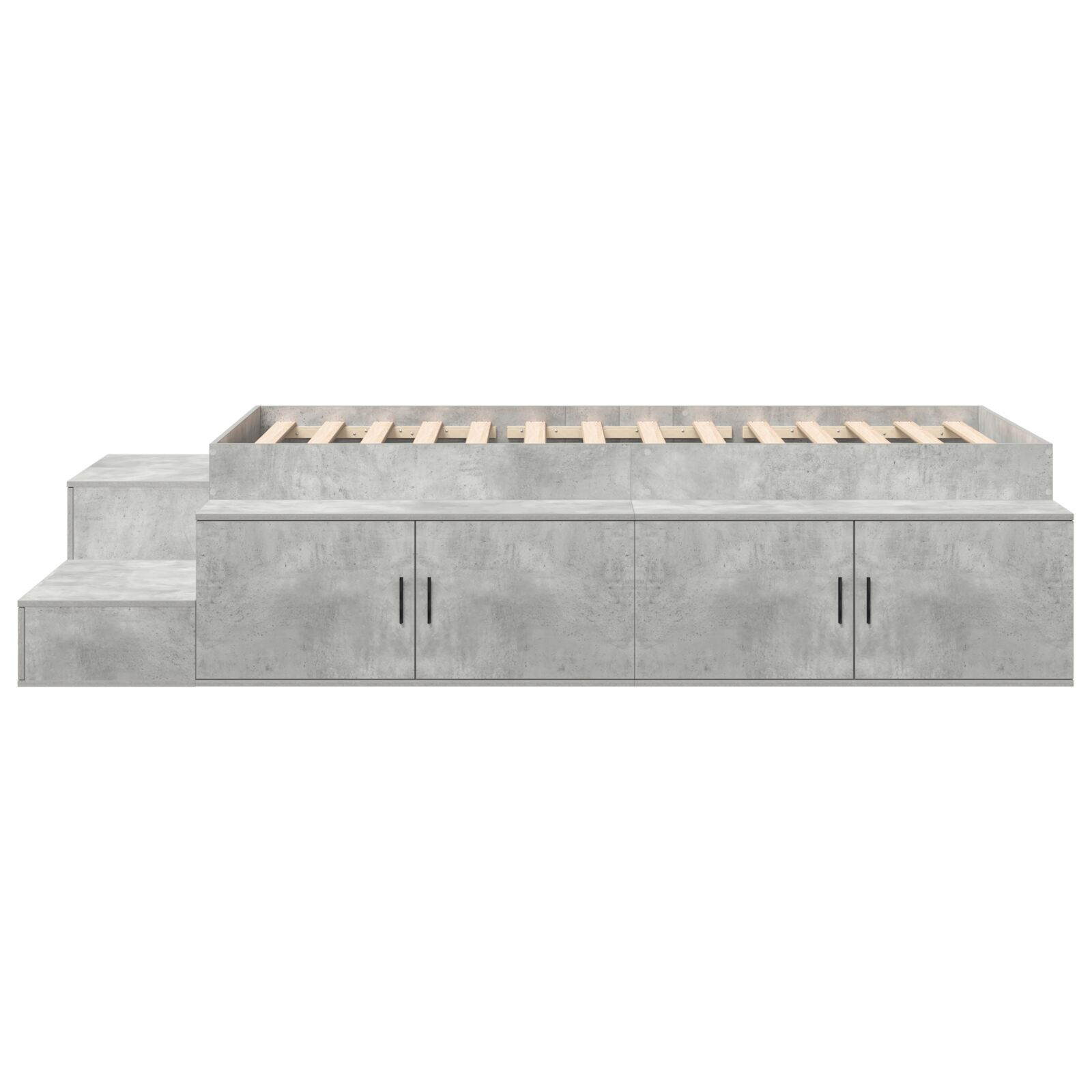 vidaXL Cadru de pat cu depozitare Gri din beton 244 x 127 x 53.5 cm
