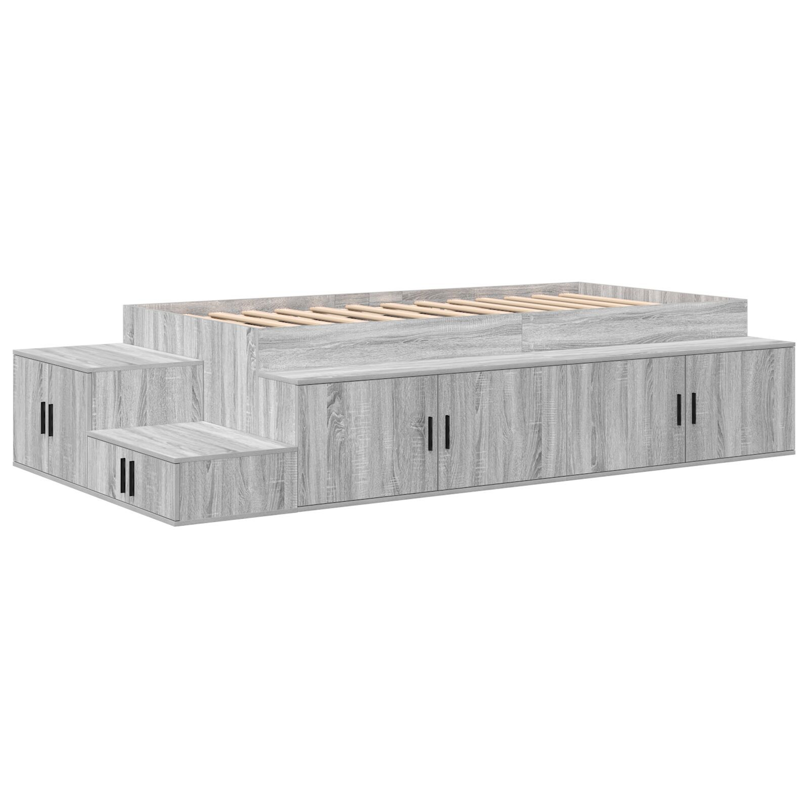 vidaXL Cadru de pat cu depozitare sonoma gri 244 x 127 x 53.5 cm