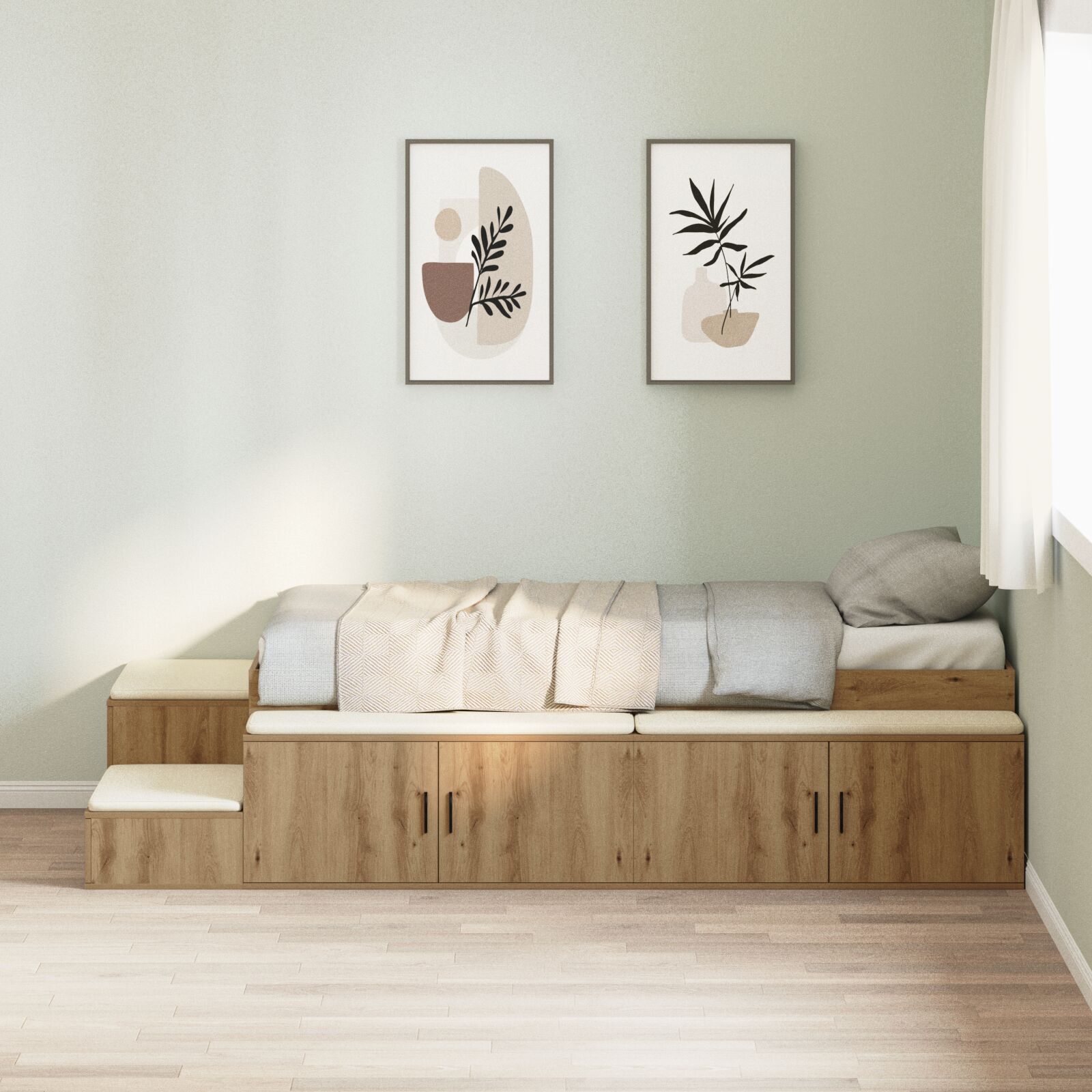 vidaXL Cadru de pat cu depozitare stejar artizanal 244 x 127 x 53.5 cm