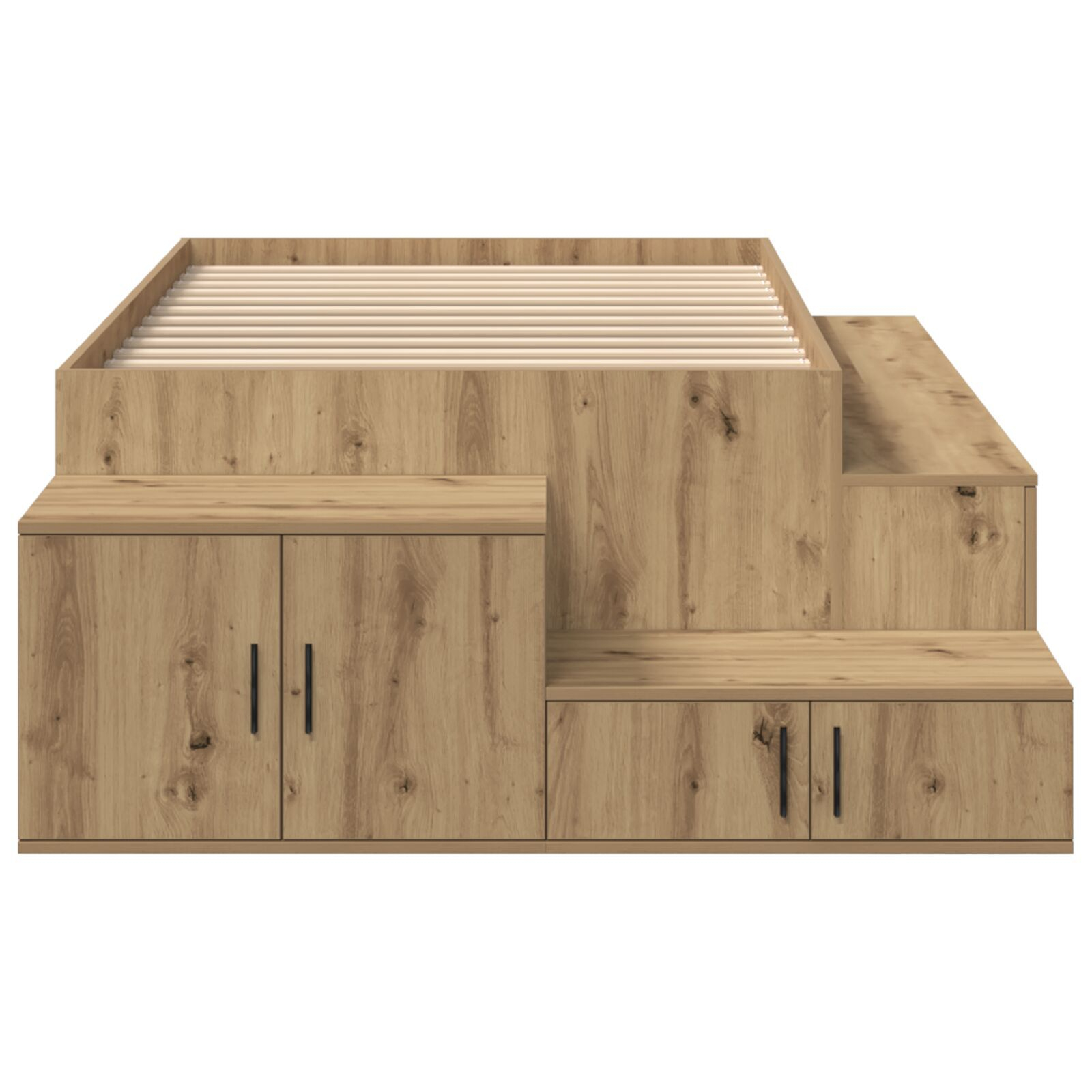 vidaXL Cadru de pat cu depozitare stejar artizanal 244 x 127 x 53.5 cm