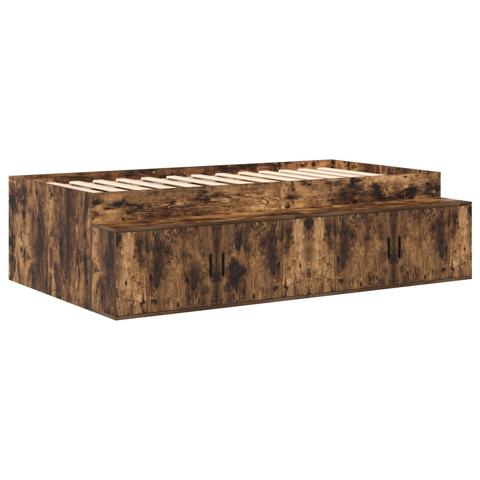 vidaXL Cadru de pat cu depozitare Stejar fumuriu 244 x 127 x 53.5 cm