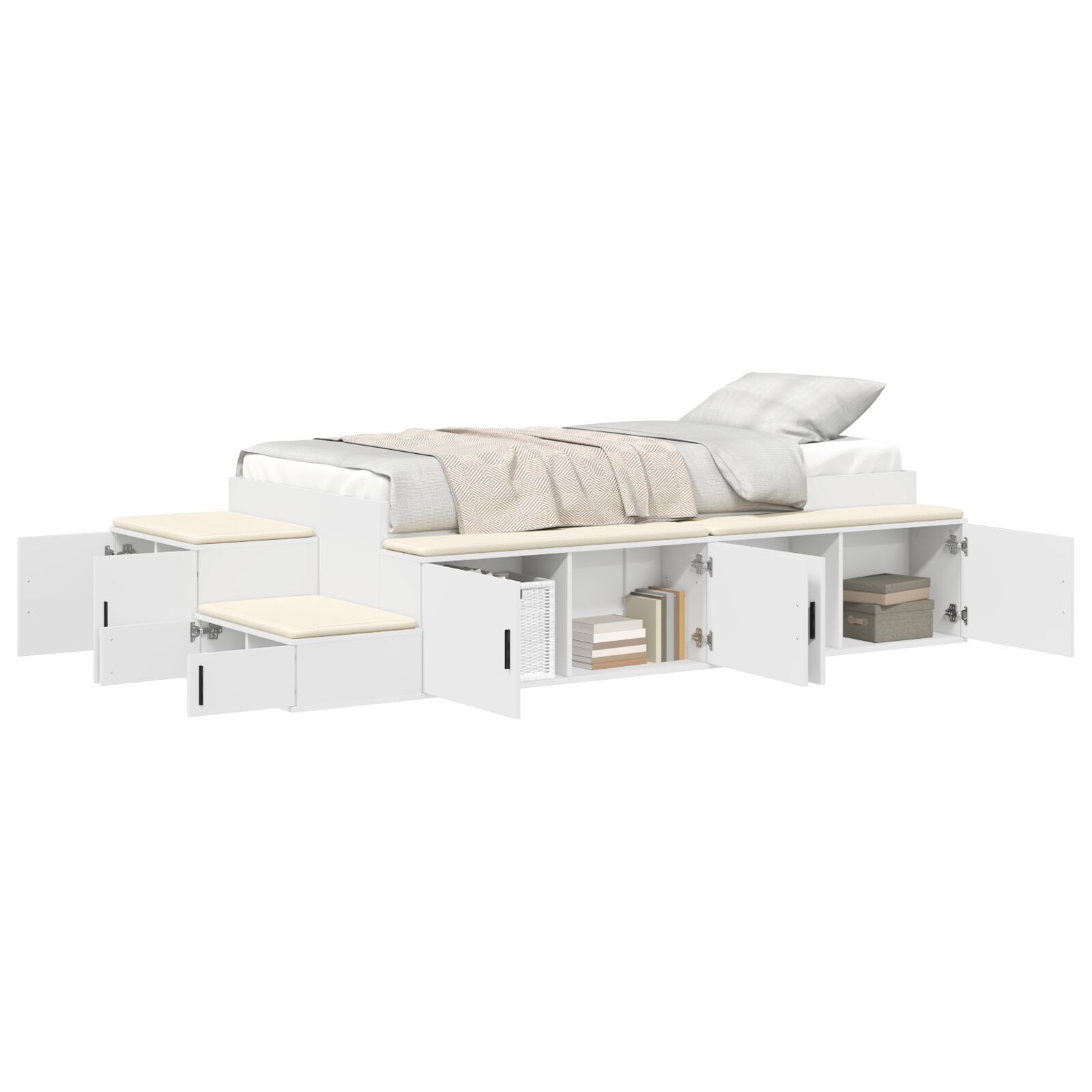 vidaXL Armațiune pat depozitare Alb 90x190 cm vidaXL Armațiune pat depozitare Alb 90x190 cm