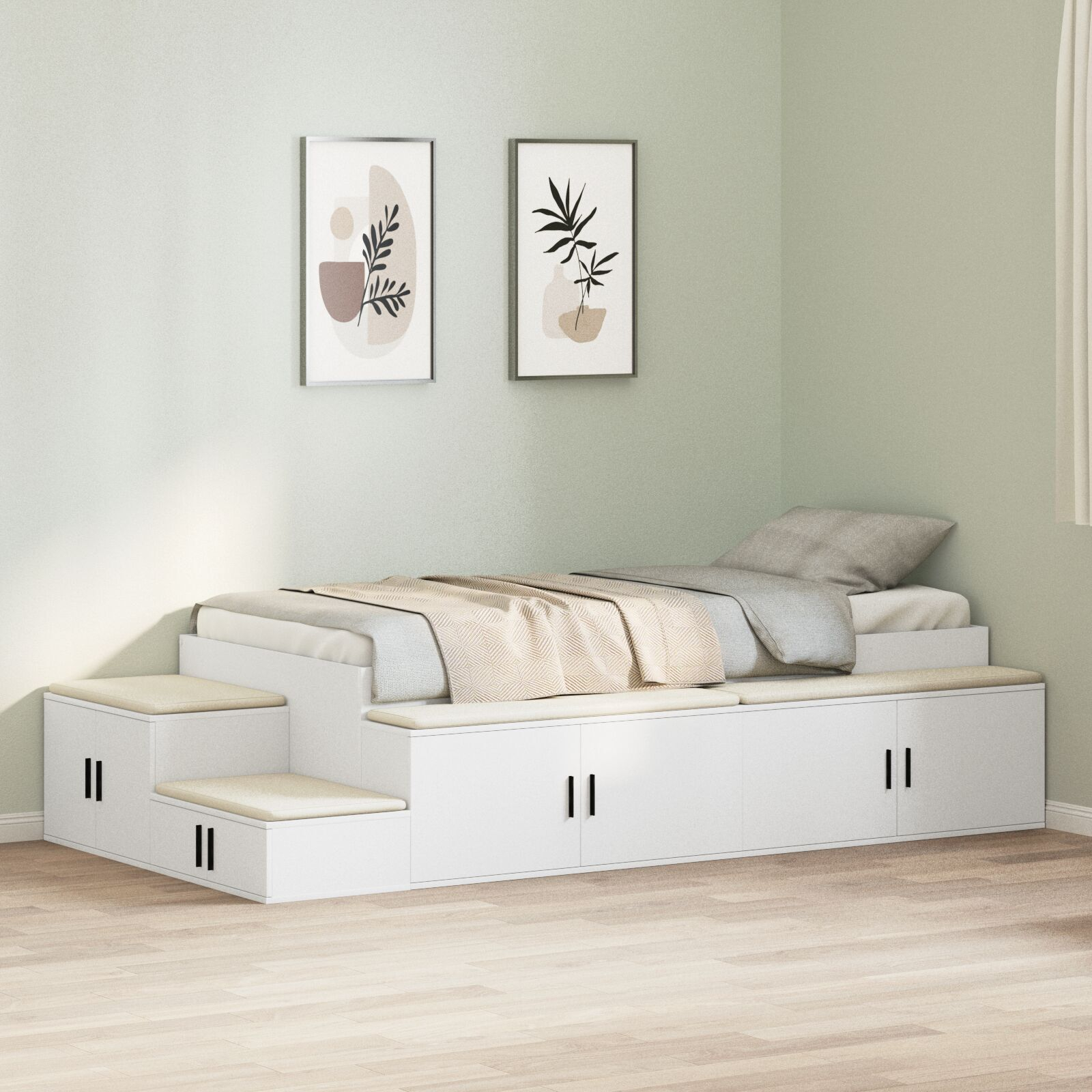 vidaXL Armațiune pat depozitare Alb 90x190 cm vidaXL Armațiune pat depozitare Alb 90x190 cm