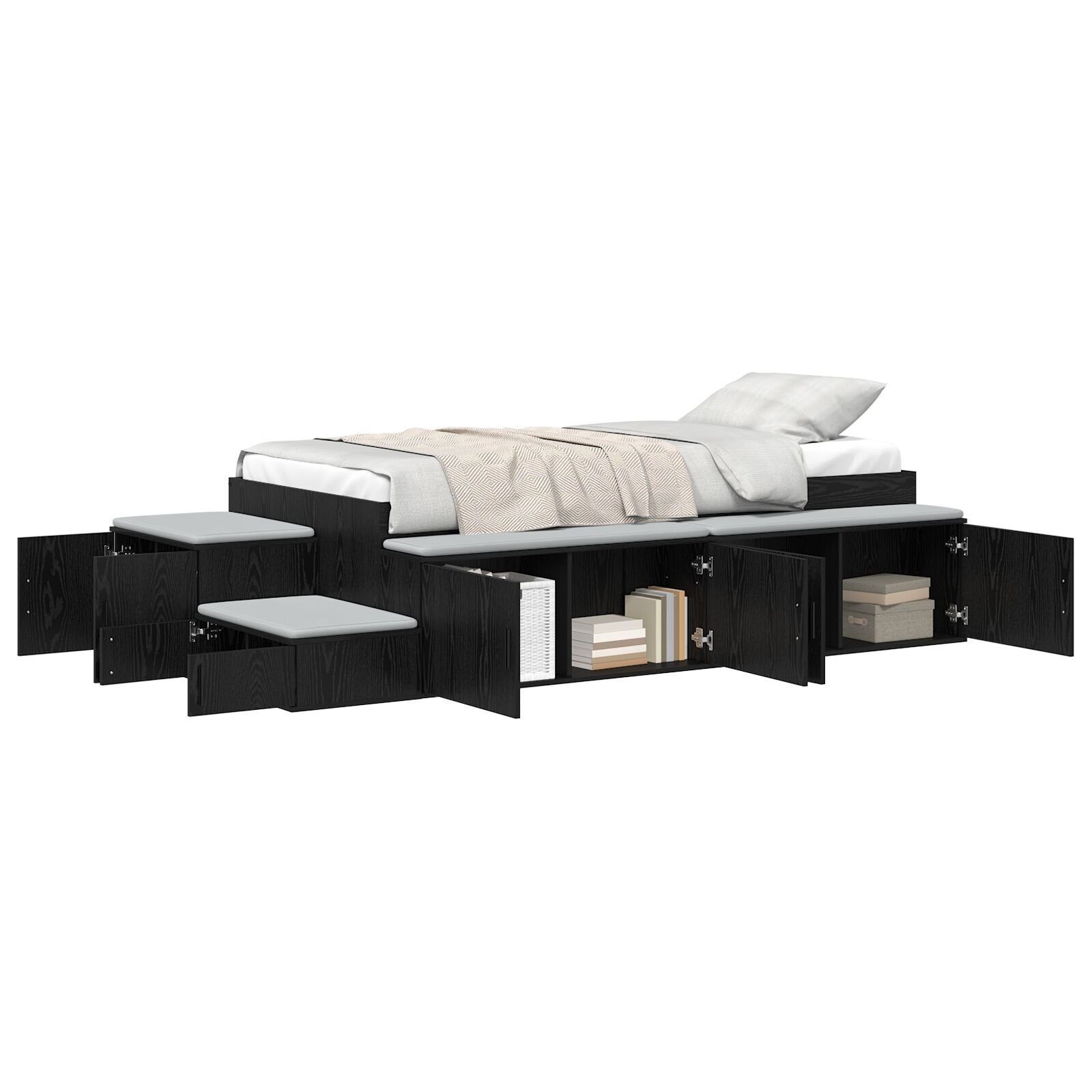 vidaXL Cadru de pat cu depozitare Stejar negru 234 x 118 x 53.5 cm vidaXL Cadru de pat cu depozitare Stejar negru 234 x 118 x 53.5 cm