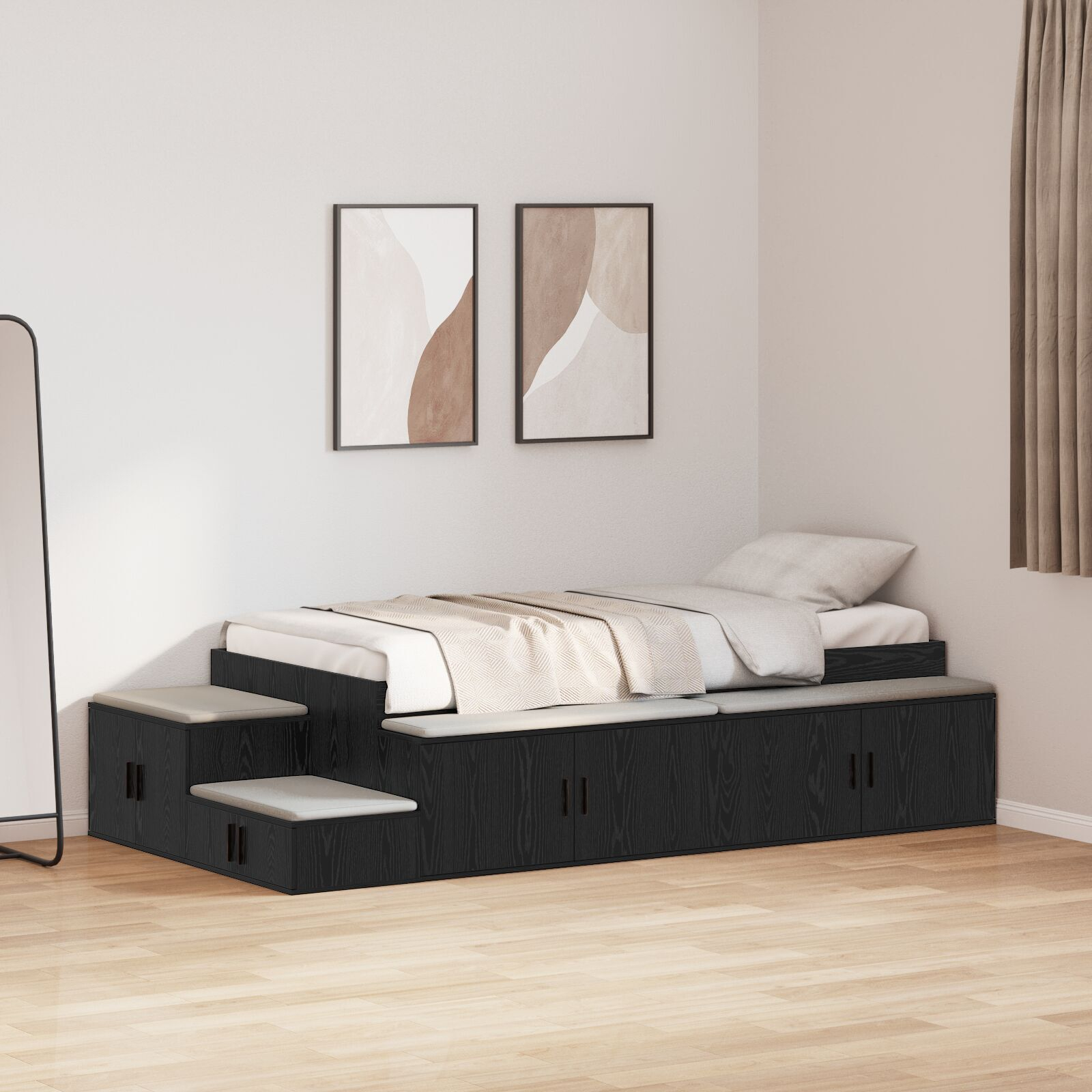 vidaXL Cadru de pat cu depozitare Stejar negru 234 x 118 x 53.5 cm vidaXL Cadru de pat cu depozitare Stejar negru 234 x 118 x 53.5 cm