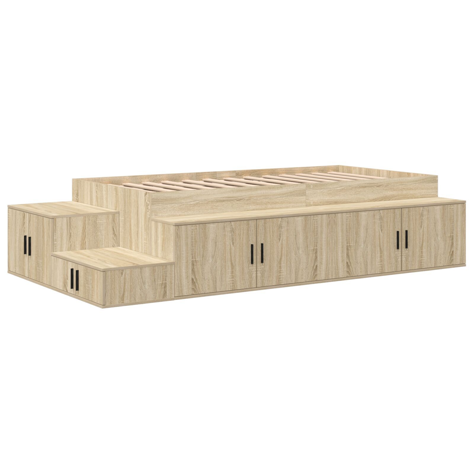 vidaXL Cadru de pat cu depozitare Stejar Sonoma 234 x 118 x 53.5 cm