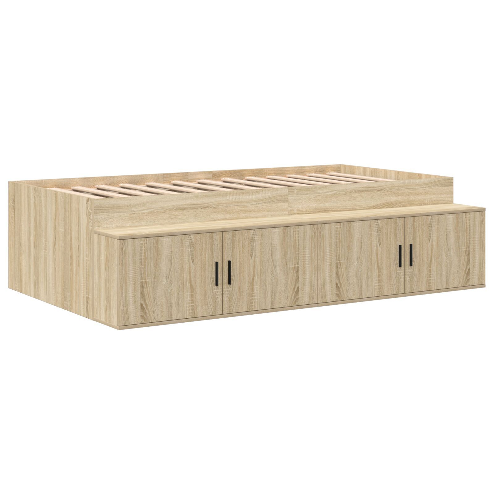 vidaXL Cadru de pat cu depozitare Stejar Sonoma 234 x 118 x 53.5 cm