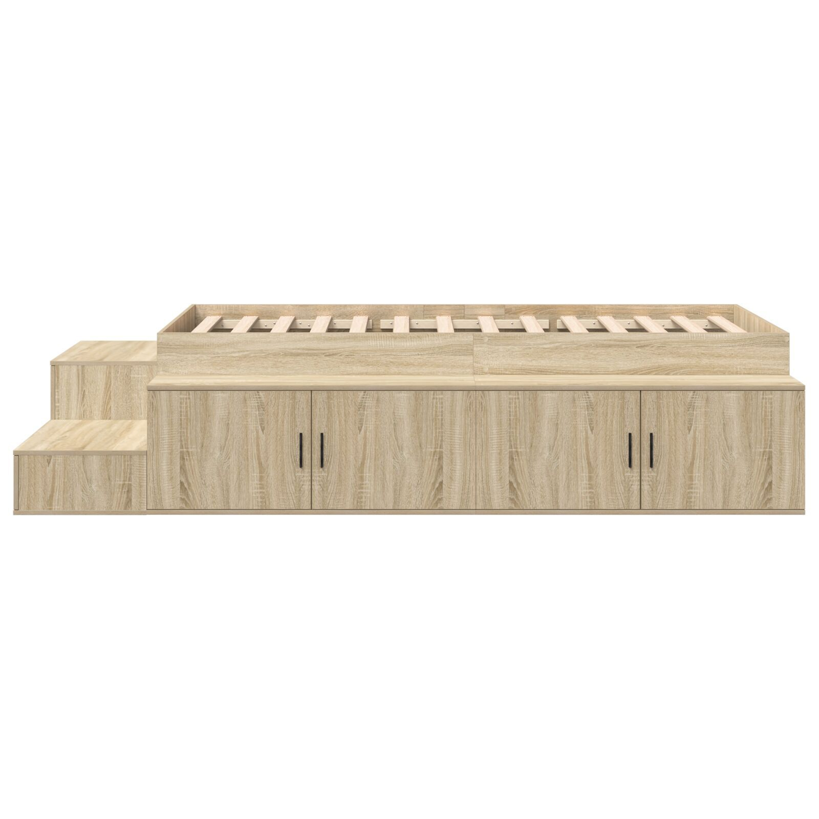 vidaXL Cadru de pat cu depozitare Stejar Sonoma 234 x 118 x 53.5 cm