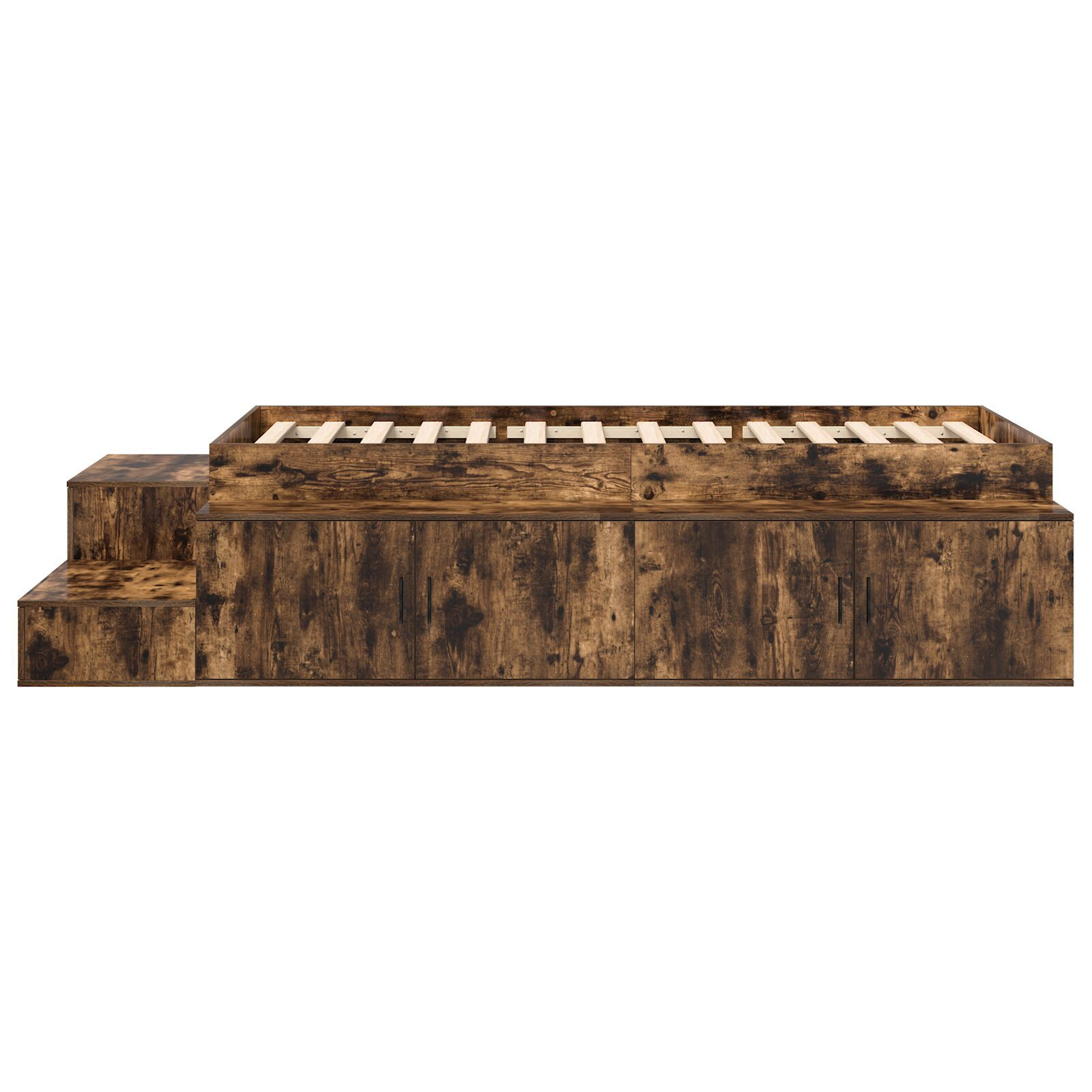 vidaXL Cadru de pat cu depozitare Stejar fumuriu 234 x 118 x 53.5 cm
