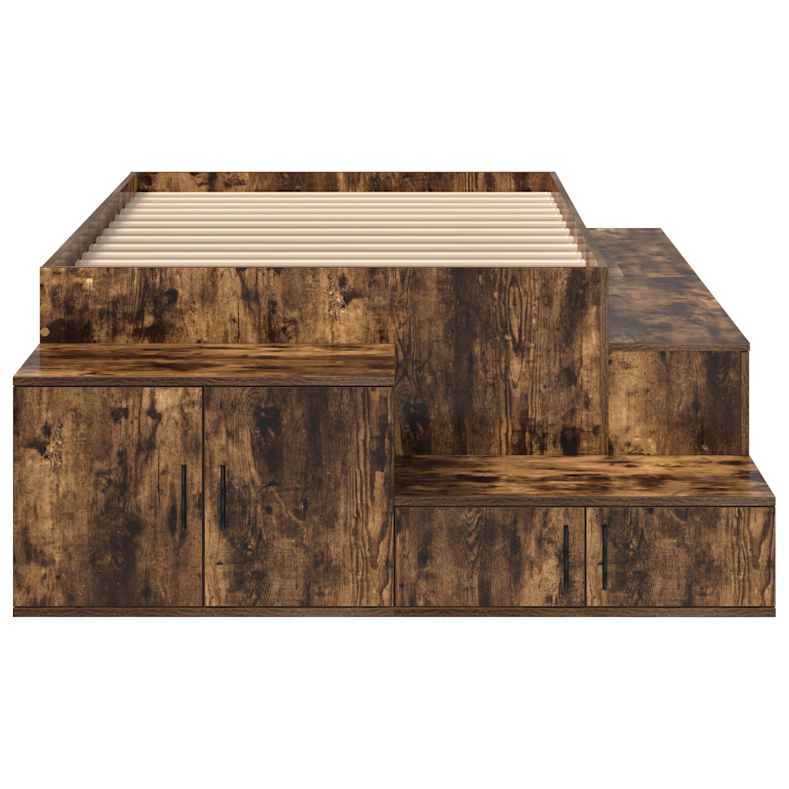vidaXL Cadru de pat cu depozitare Stejar fumuriu 234 x 118 x 53.5 cm