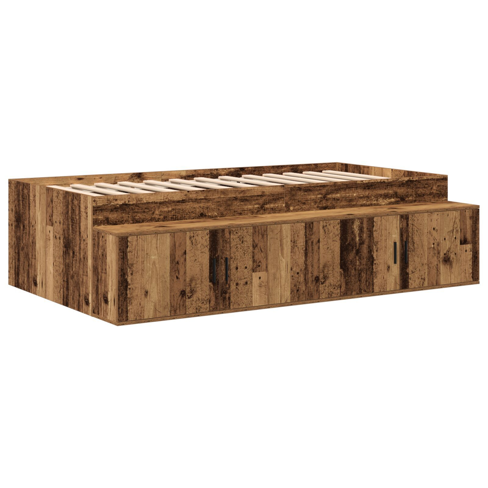 vidaXL Cadru de pat cu depozitare Lemn vechi 234 x 118 x 53.5 cm