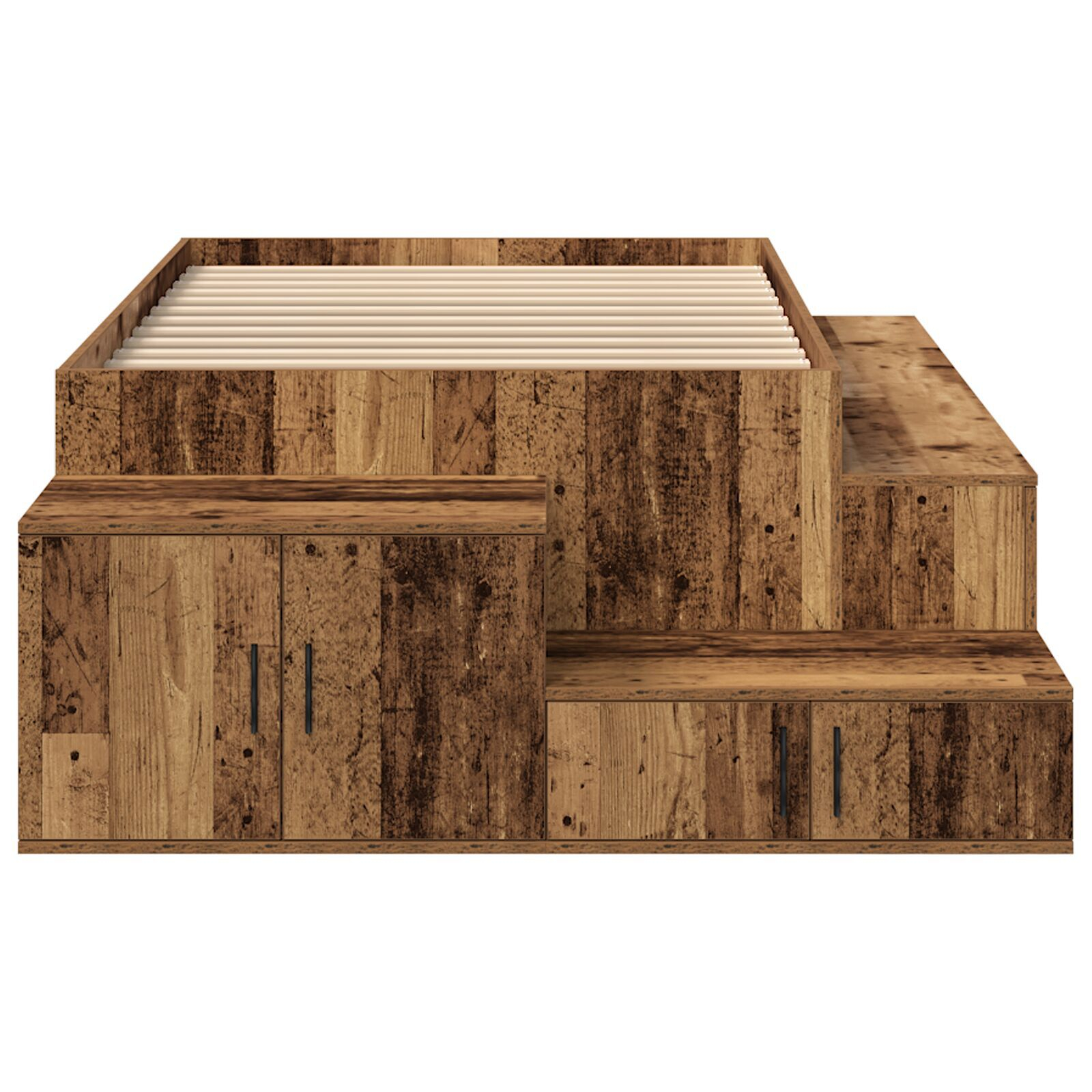 vidaXL Cadru de pat cu depozitare Lemn vechi 234 x 118 x 53.5 cm