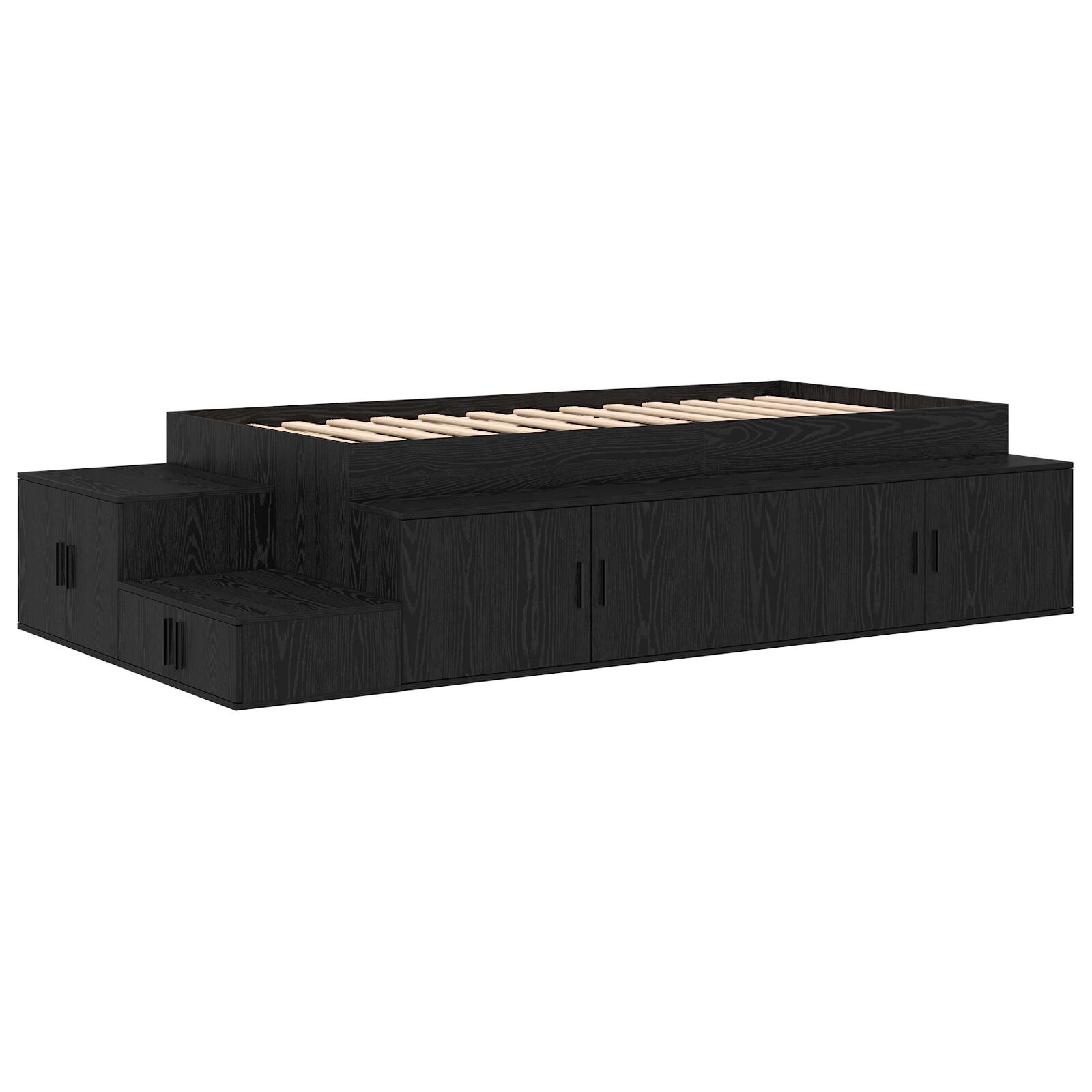 vidaXL Cadru de pat cu depozitare Stejar negru 234 x 103 x 53.5 cm