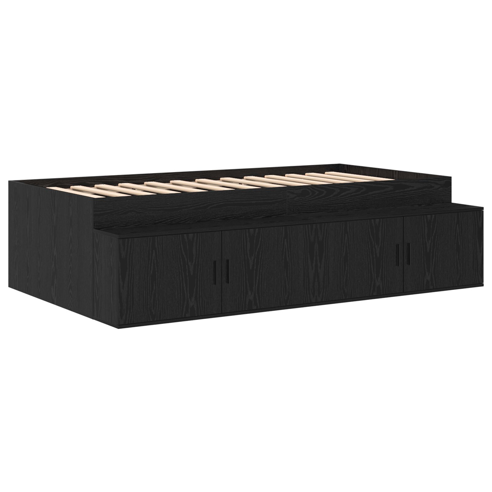 vidaXL Cadru de pat cu depozitare Stejar negru 234 x 103 x 53.5 cm