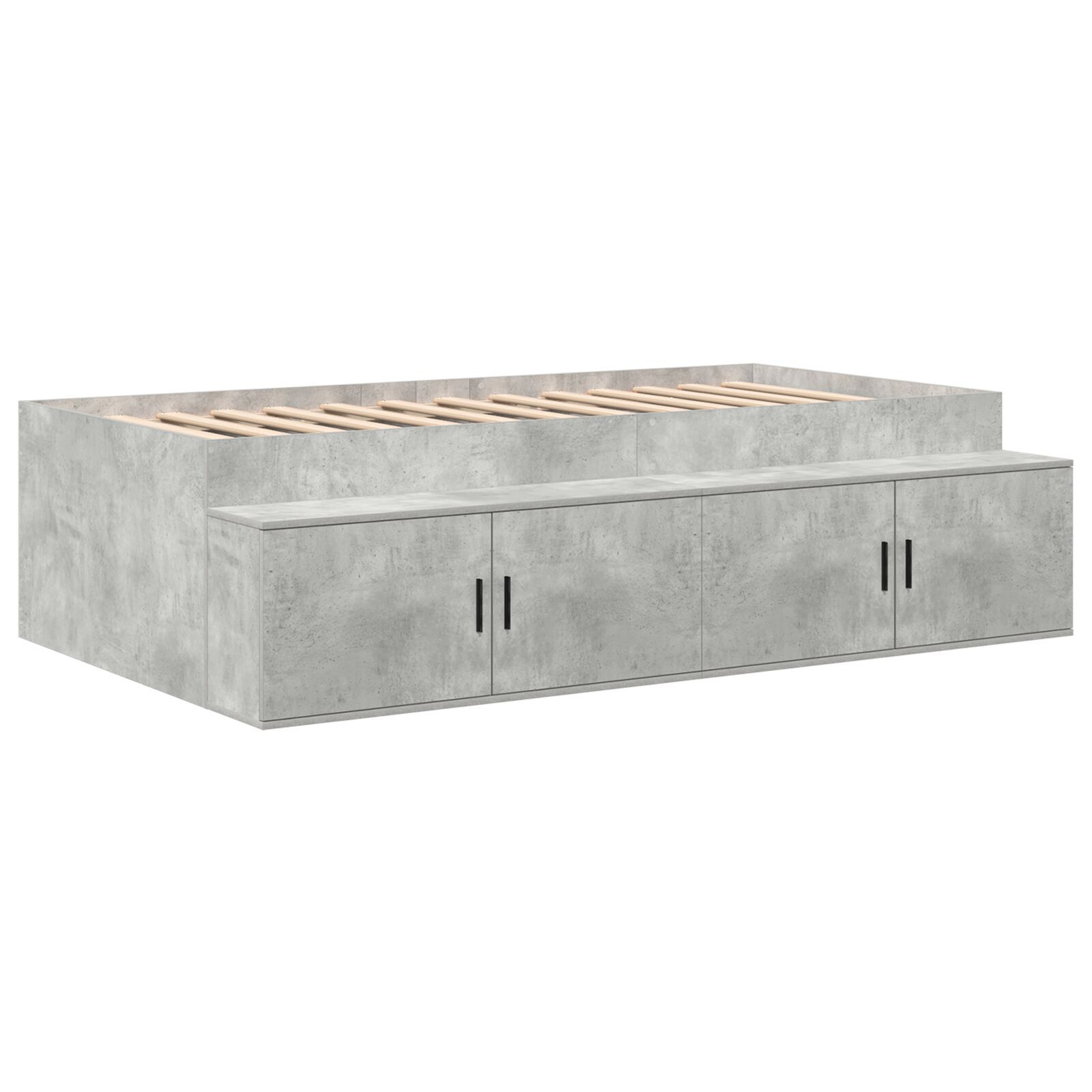 vidaXL Cadru de pat cu depozitare Gri din beton 234 x 103 x 53.5 cm