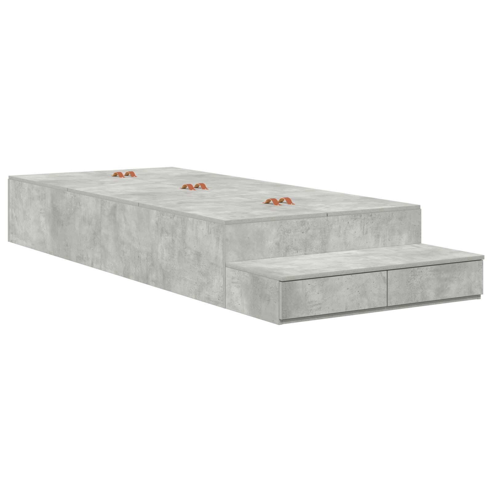 vidaXL Cadru de pat cu depozitare Gri din beton 236.5 x 80 x 31.5 cm