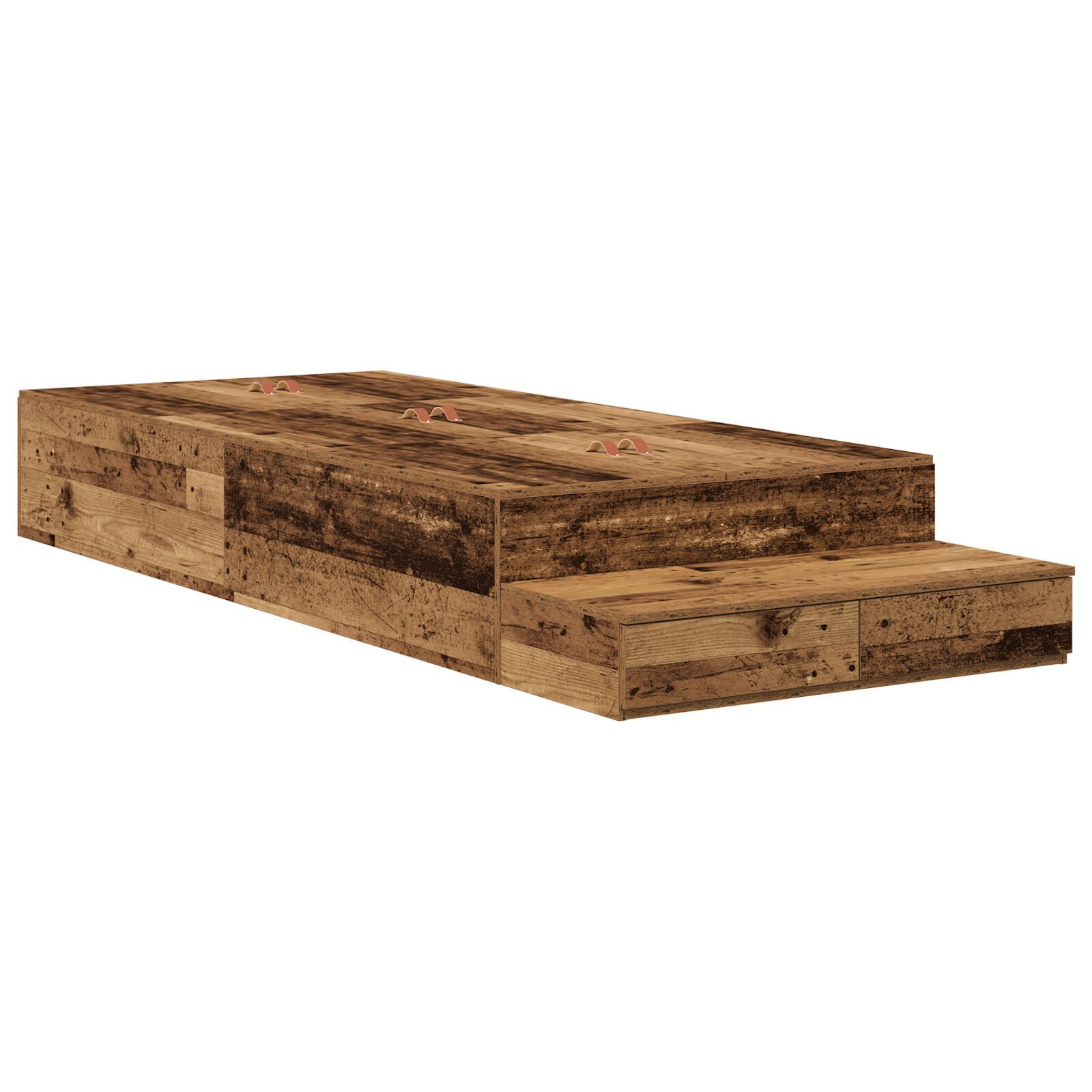 vidaXL Cadru de pat cu depozitare Lemn vechi 236.5 x 100 x 31.5 cm