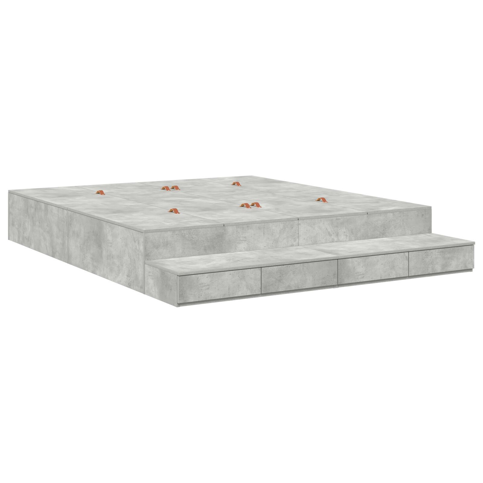 vidaXL Cadru de pat cu depozitare Gri din beton 236.5 x 200 x 31.5 cm