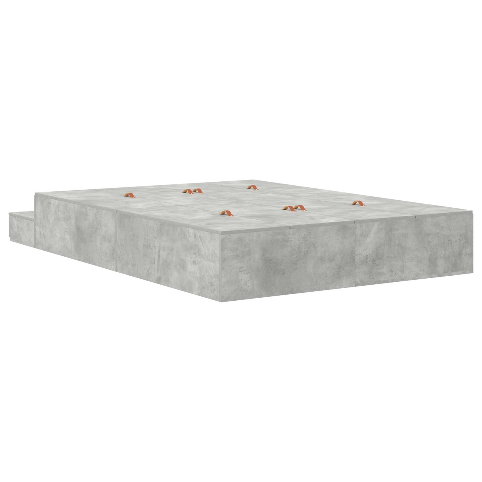vidaXL Cadru de pat cu depozitare Gri din beton 236.5 x 140 x 31.5 cm
