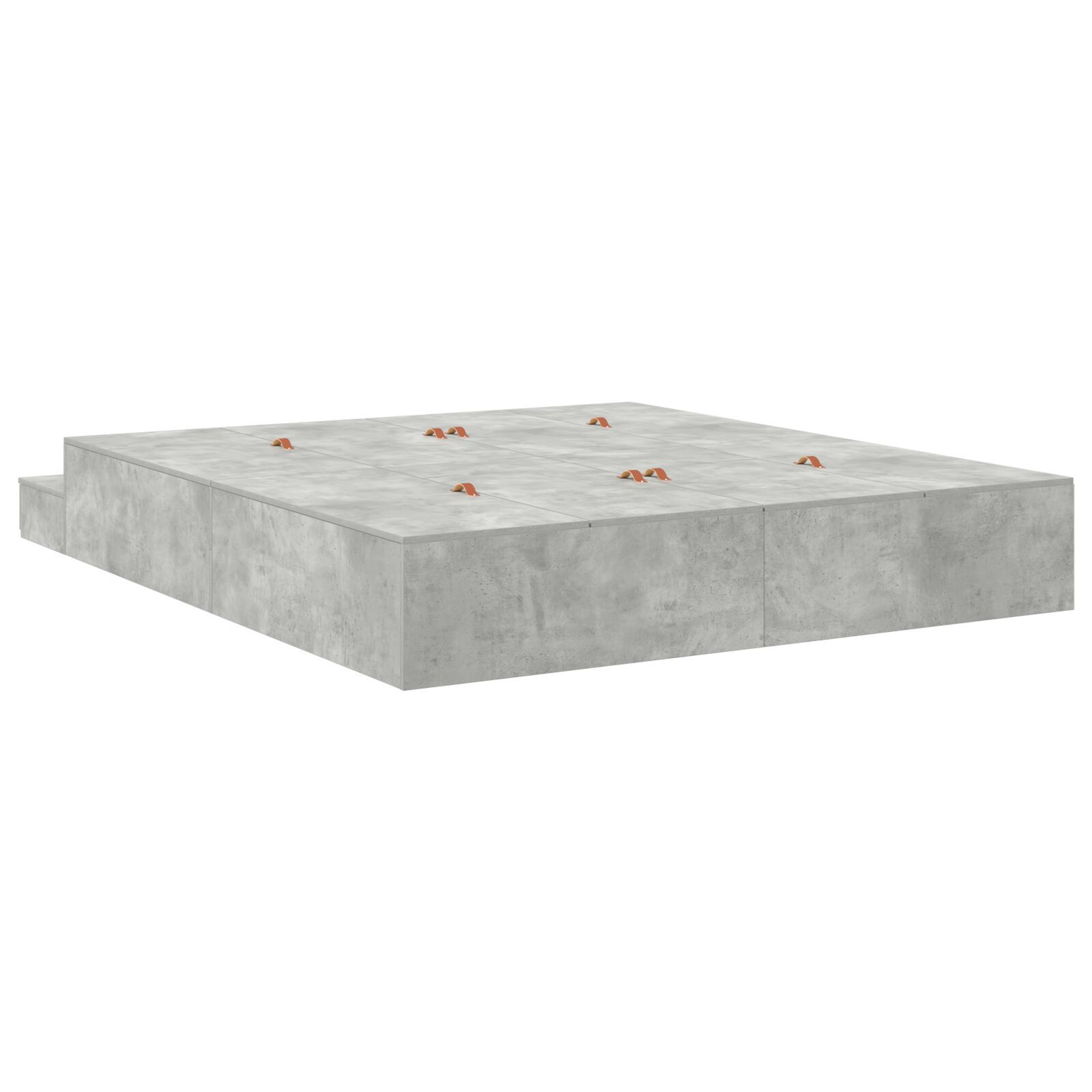vidaXL Cadru de pat cu depozitare Gri din beton 236.5 x 180 x 31.5 cm