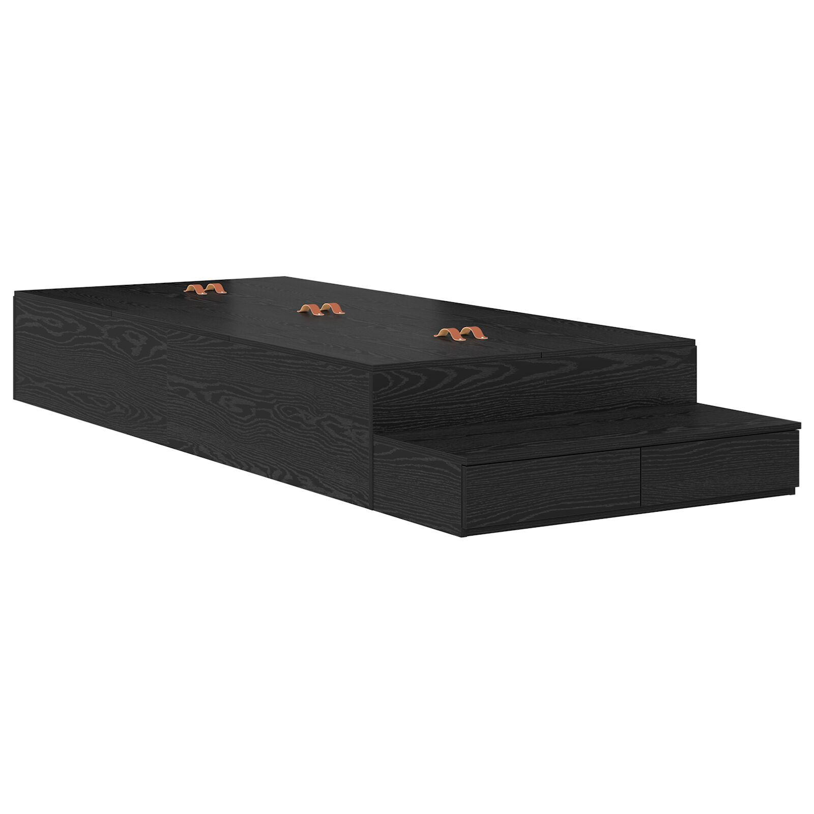 vidaXL Cadru de pat cu depozitare Stejar negru 226.5 x 75 x 31.5 cm