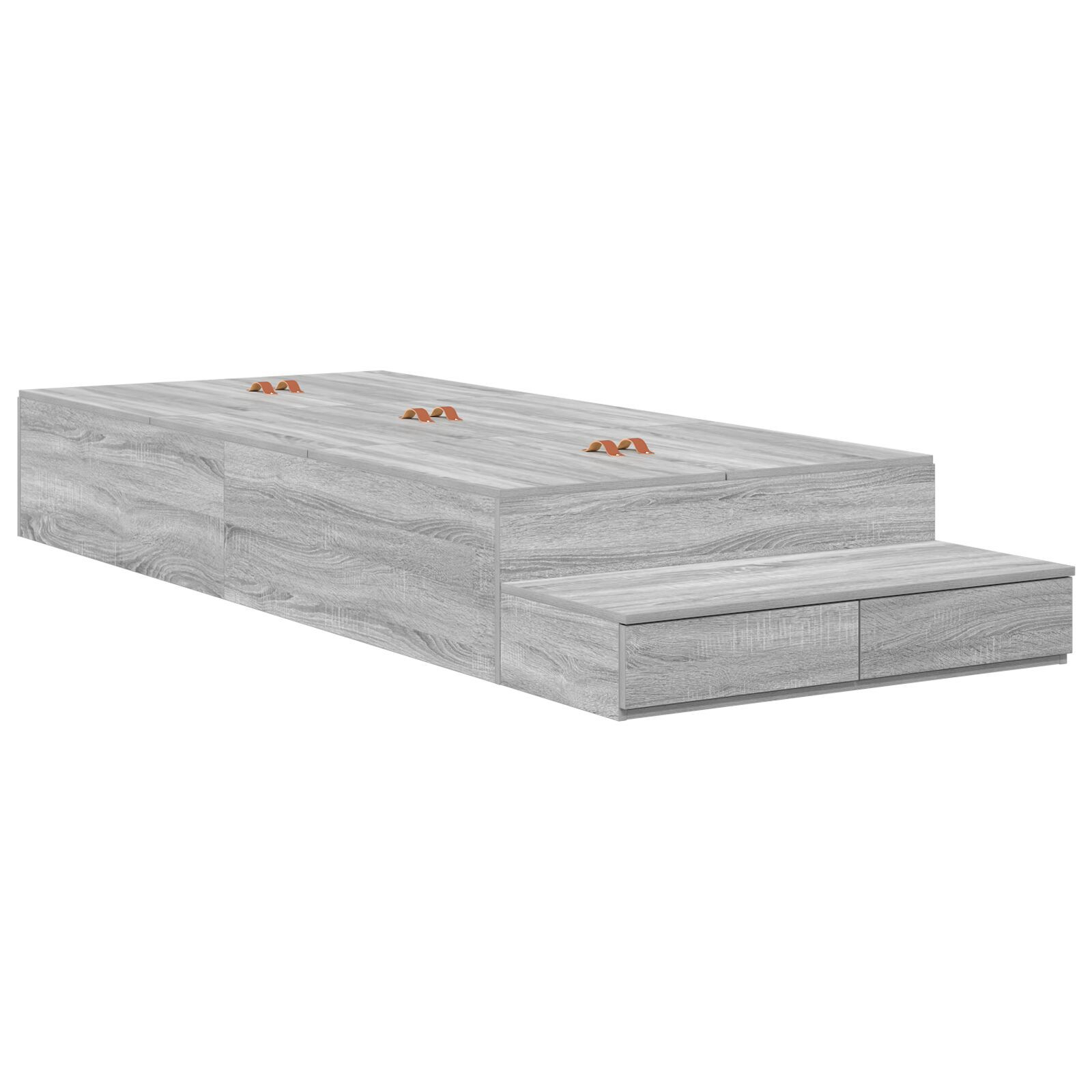 vidaXL Cadru de pat cu depozitare sonoma gri 226.5 x 75 x 31.5 cm