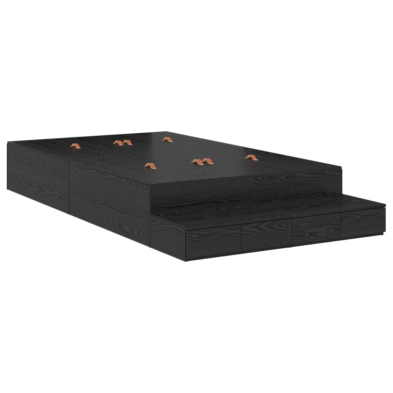 vidaXL Cadru de pat cu depozitare Stejar negru 226.5 x 120 x 31.5 cm