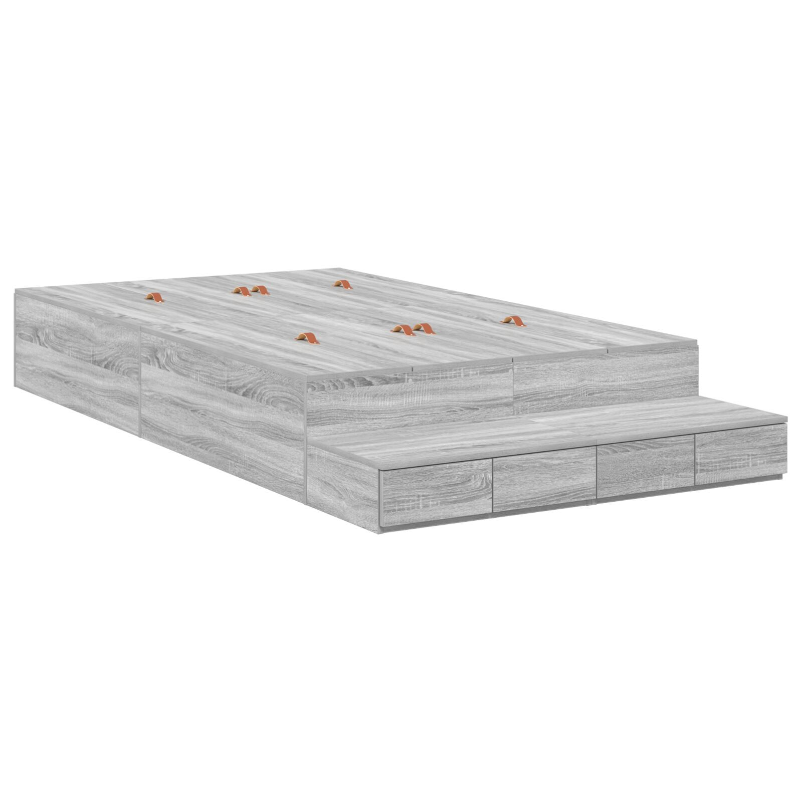 vidaXL Cadru de pat cu depozitare sonoma gri 226.5 x 120 x 31.5 cm
