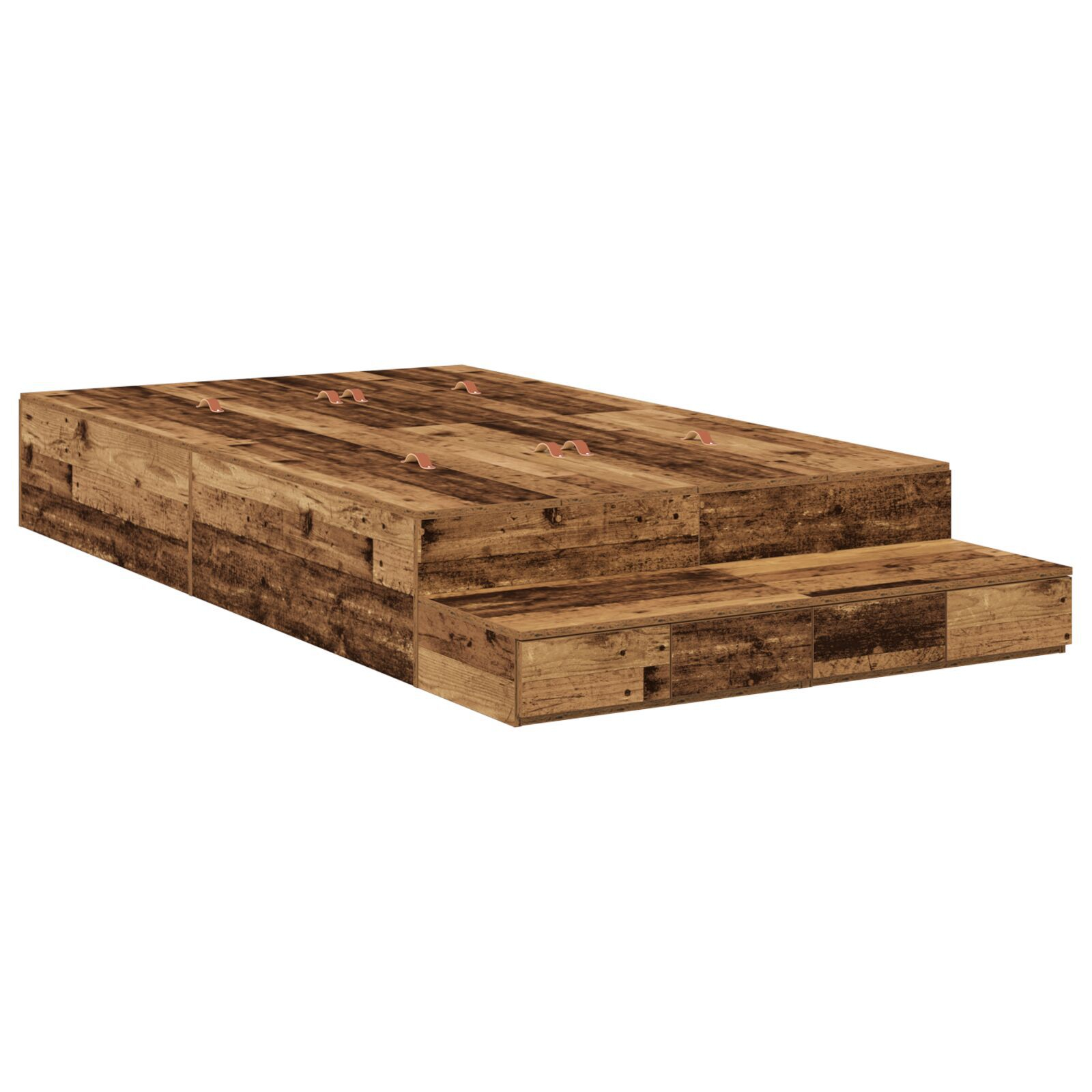 vidaXL Cadru de pat cu depozitare Lemn vechi 226.5 x 120 x 31.5 cm