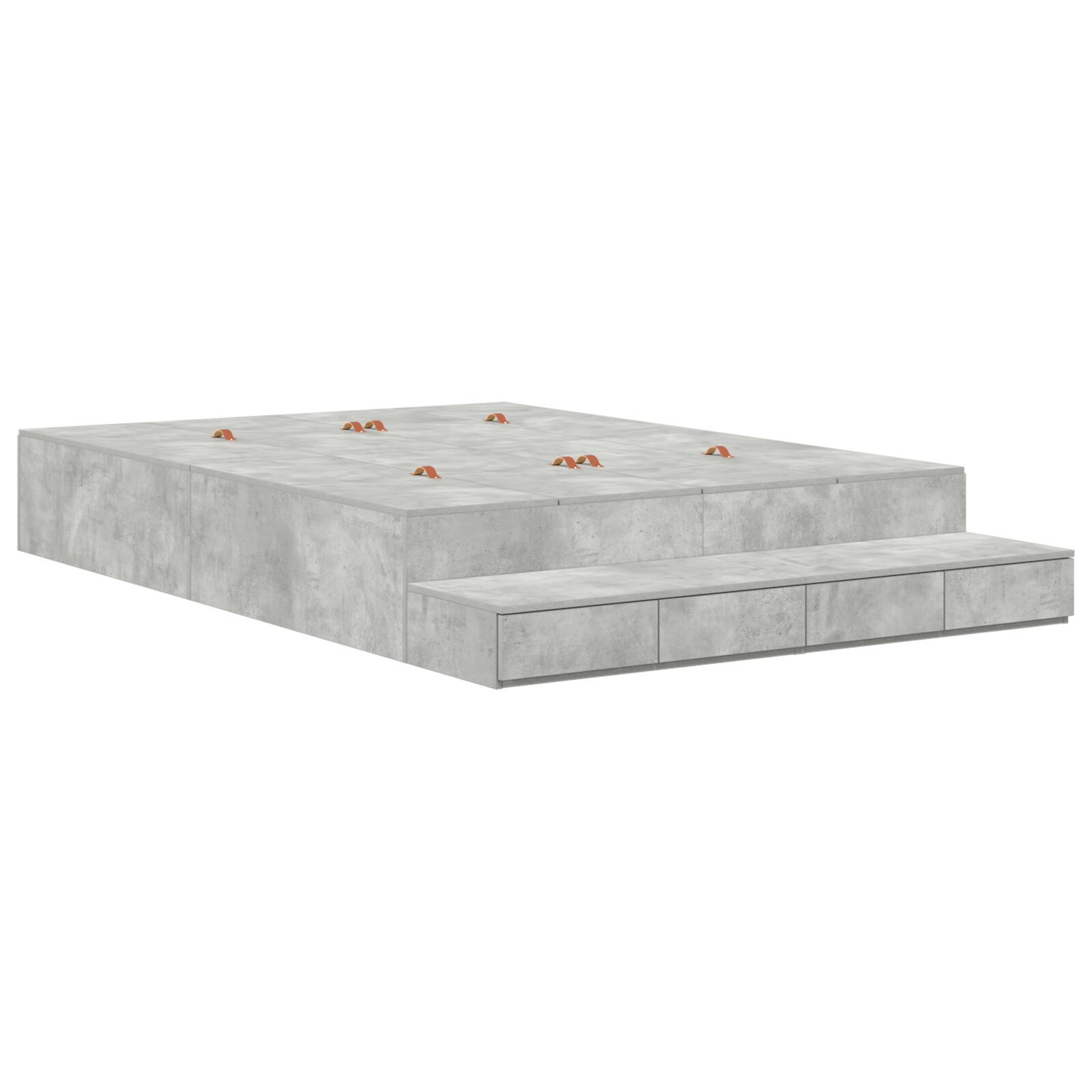 vidaXL Cadru de pat cu depozitare Gri din beton 140 cm Lemn compozit