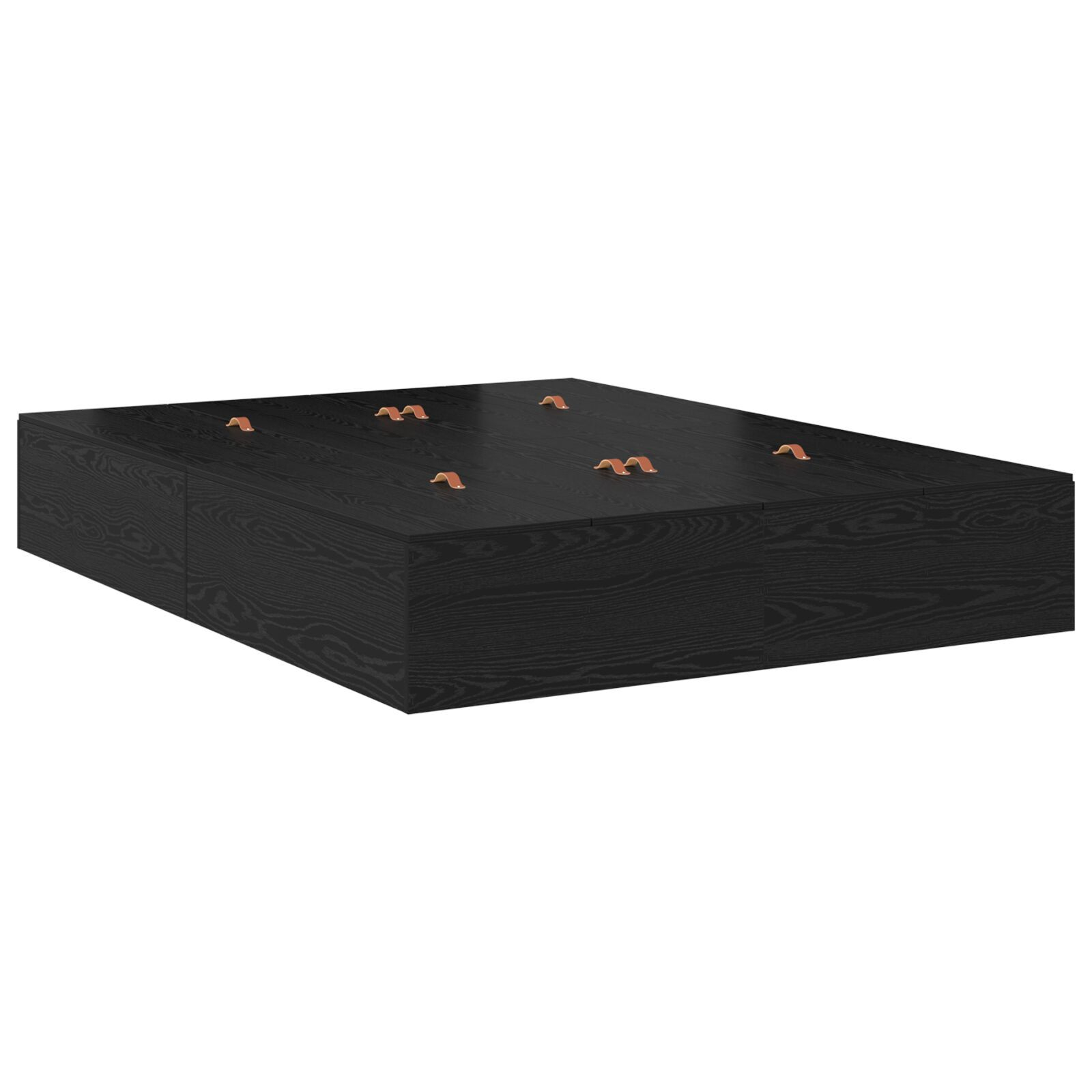 vidaXL Cadru de pat cu depozitare Stejar negru 226.5 x 135 x 31.5 cm