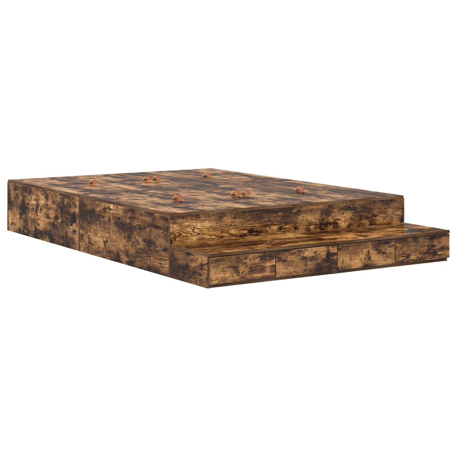 vidaXL Cadru de pat cu depozitare Stejar fumuriu 226.5 x 135 x 31.5 cm