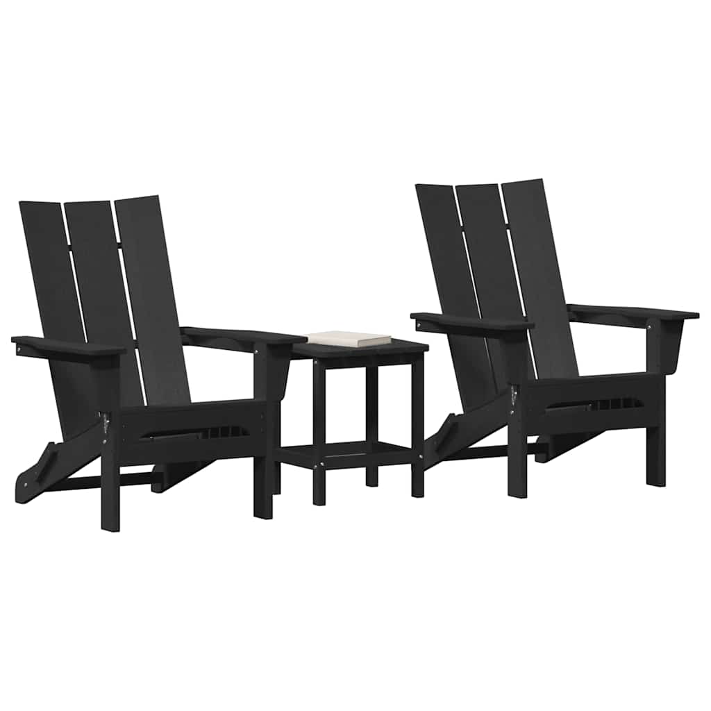 vidaXL Mobilier de lounge pentru grădină 3 pcs Negru 38 x 38 x 46cm