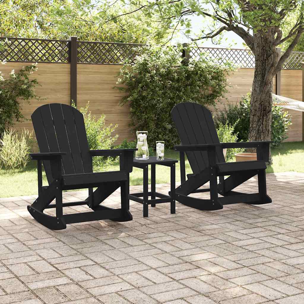vidaXL Fotolii Adirondack Marmite 2 pcs Negru HDPE